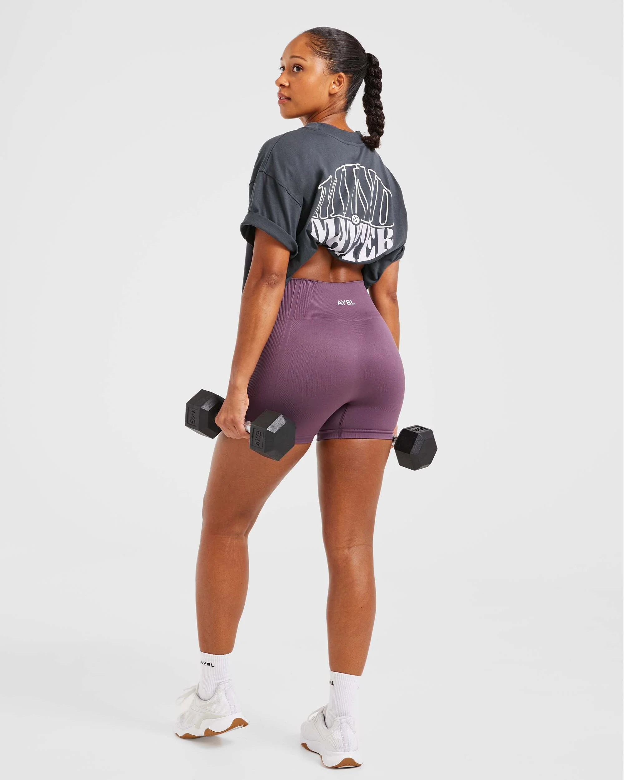 Mind Over Matter Oversized T Shirt - Charcoal/Lilac - Image 8