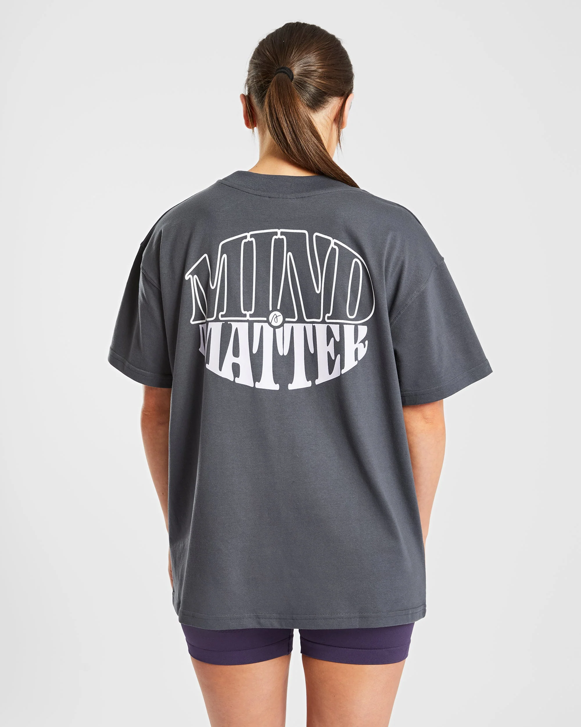Mind Over Matter Oversized T Shirt - Charcoal/Lilac - Image 9