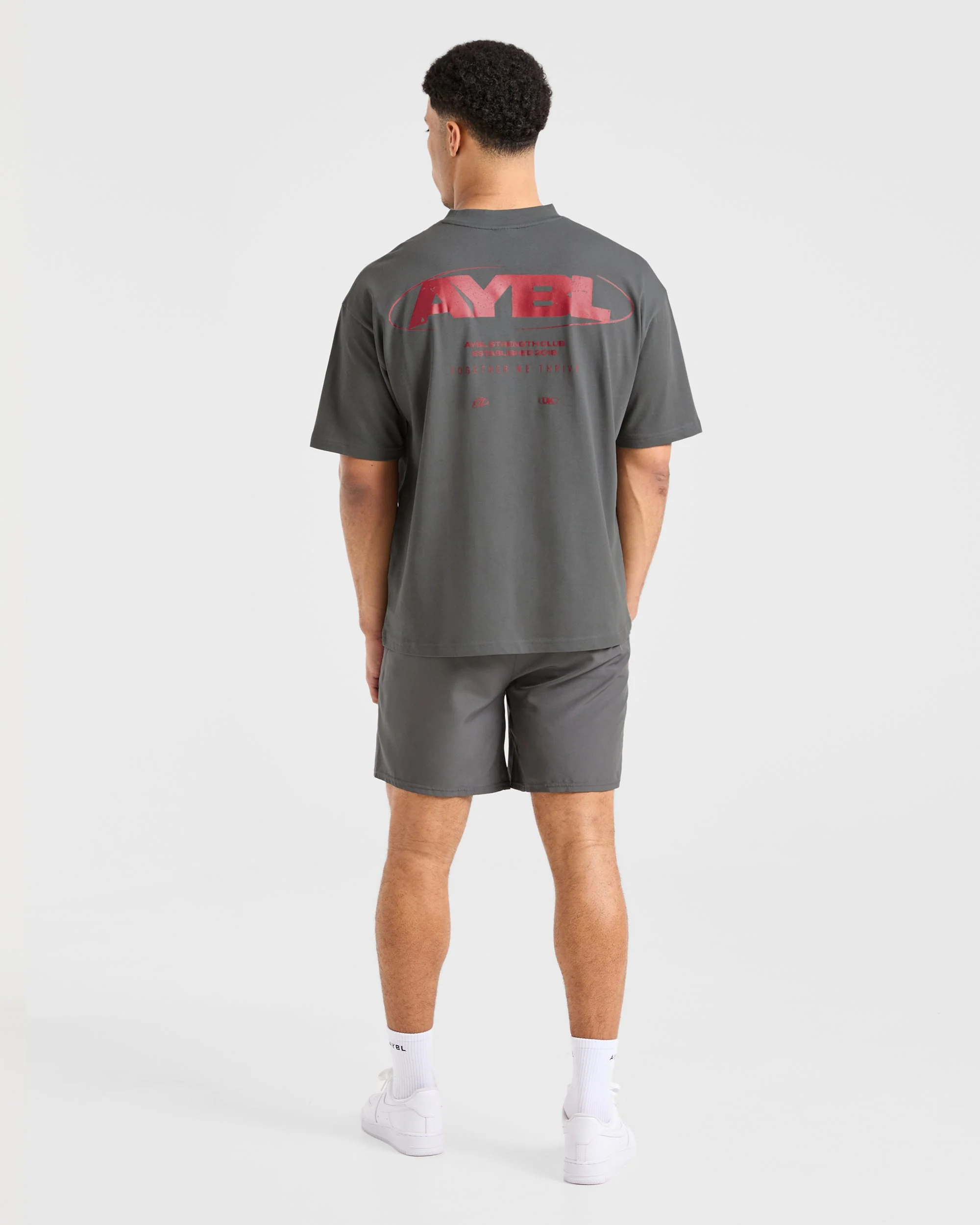 Orbit Oversized T Shirt - Charcoal/Rouge - Image 3