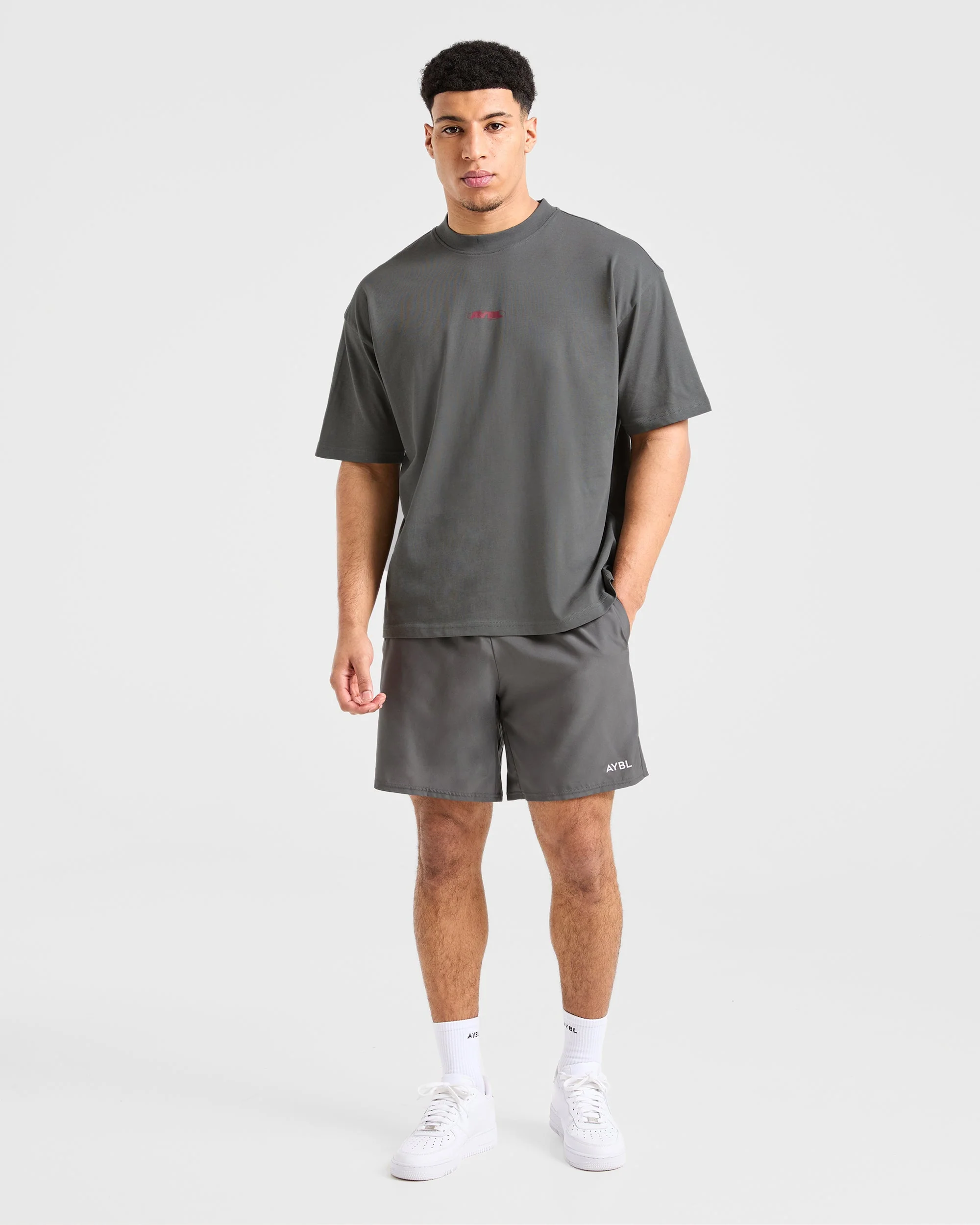 Orbit Oversized T Shirt - Charcoal/Rouge - Image 4