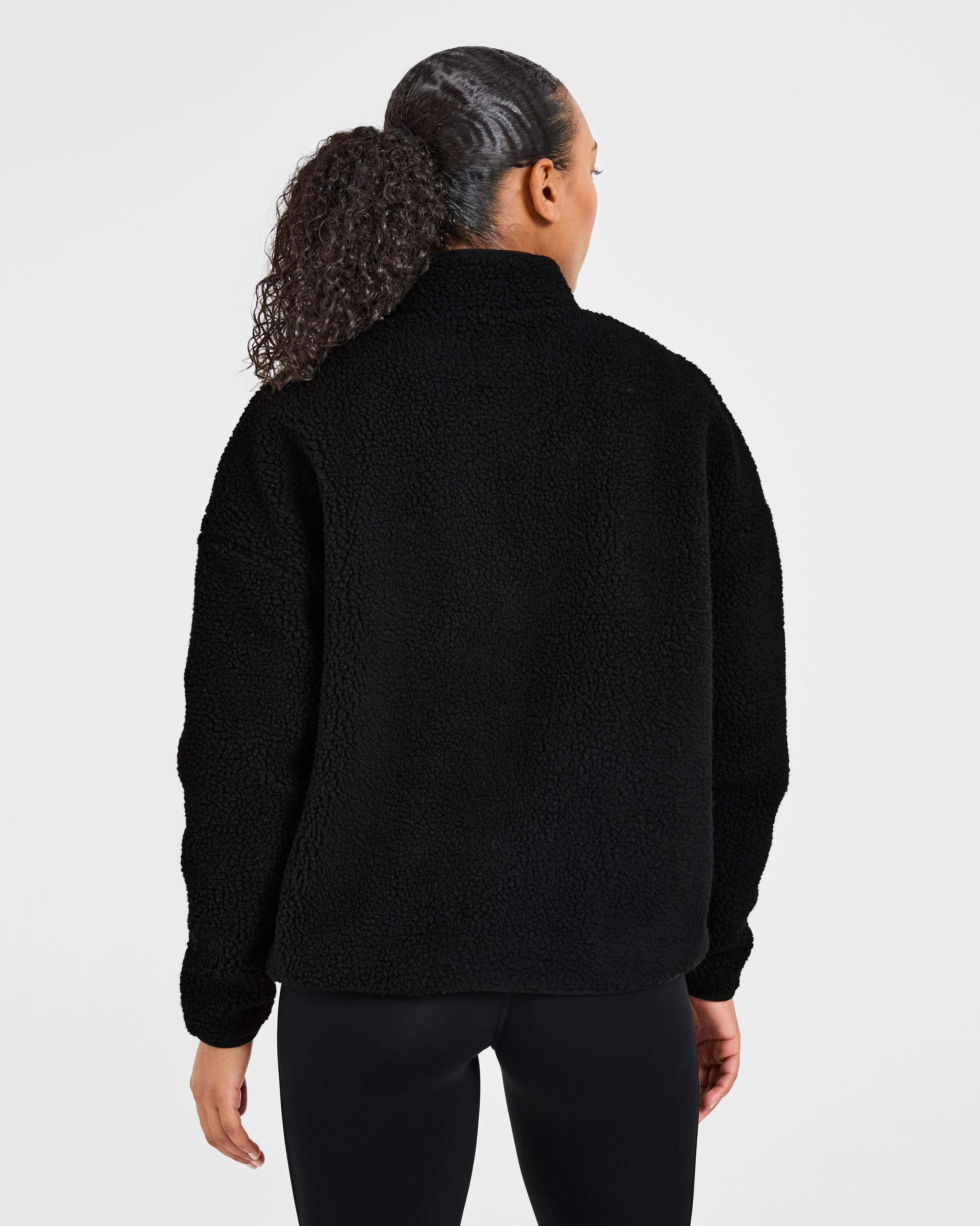 Oversized Zip Up Fleece Jacket - Noir - Image 2
