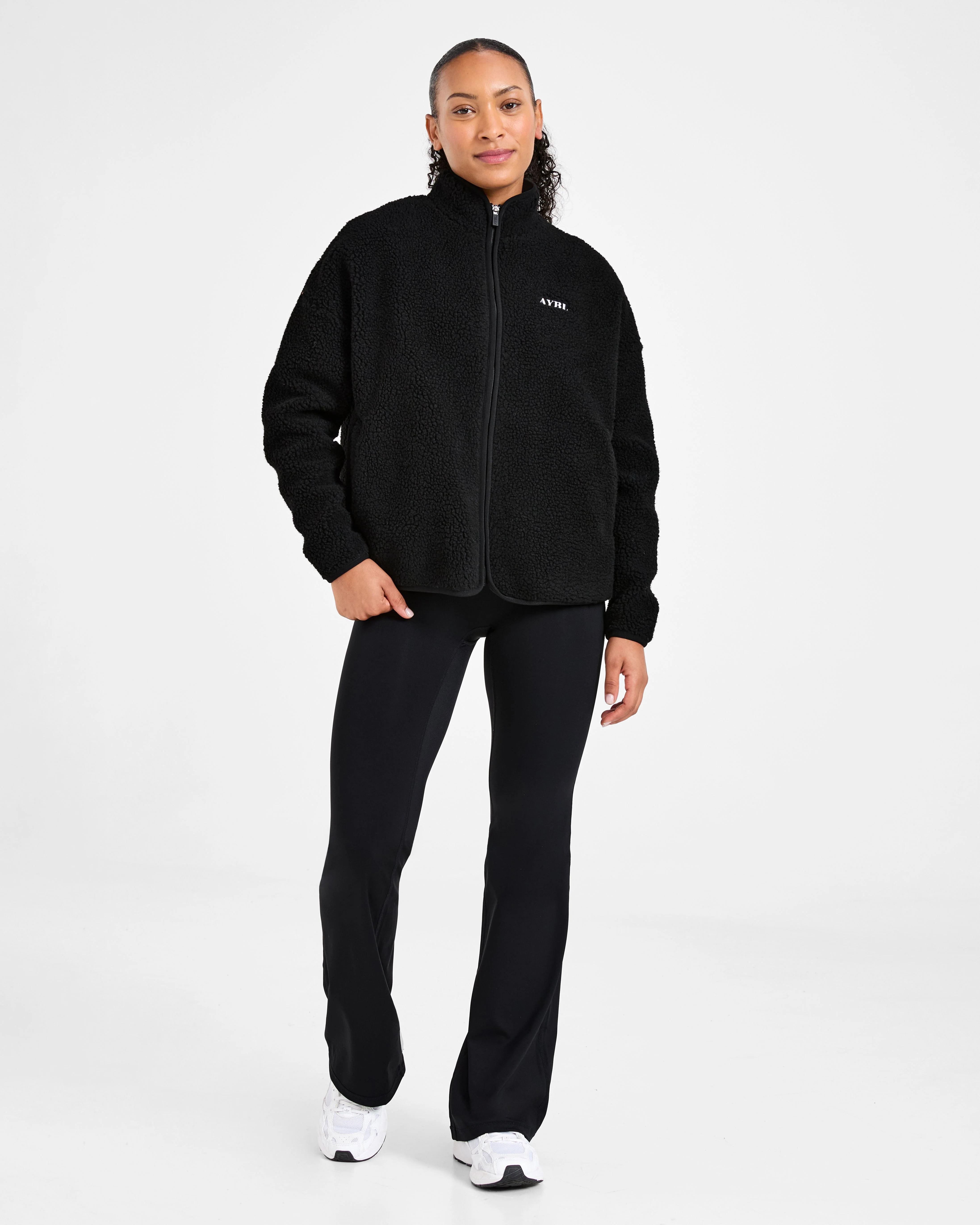 Oversized Zip Up Fleece Jacket - Noir - Image 3