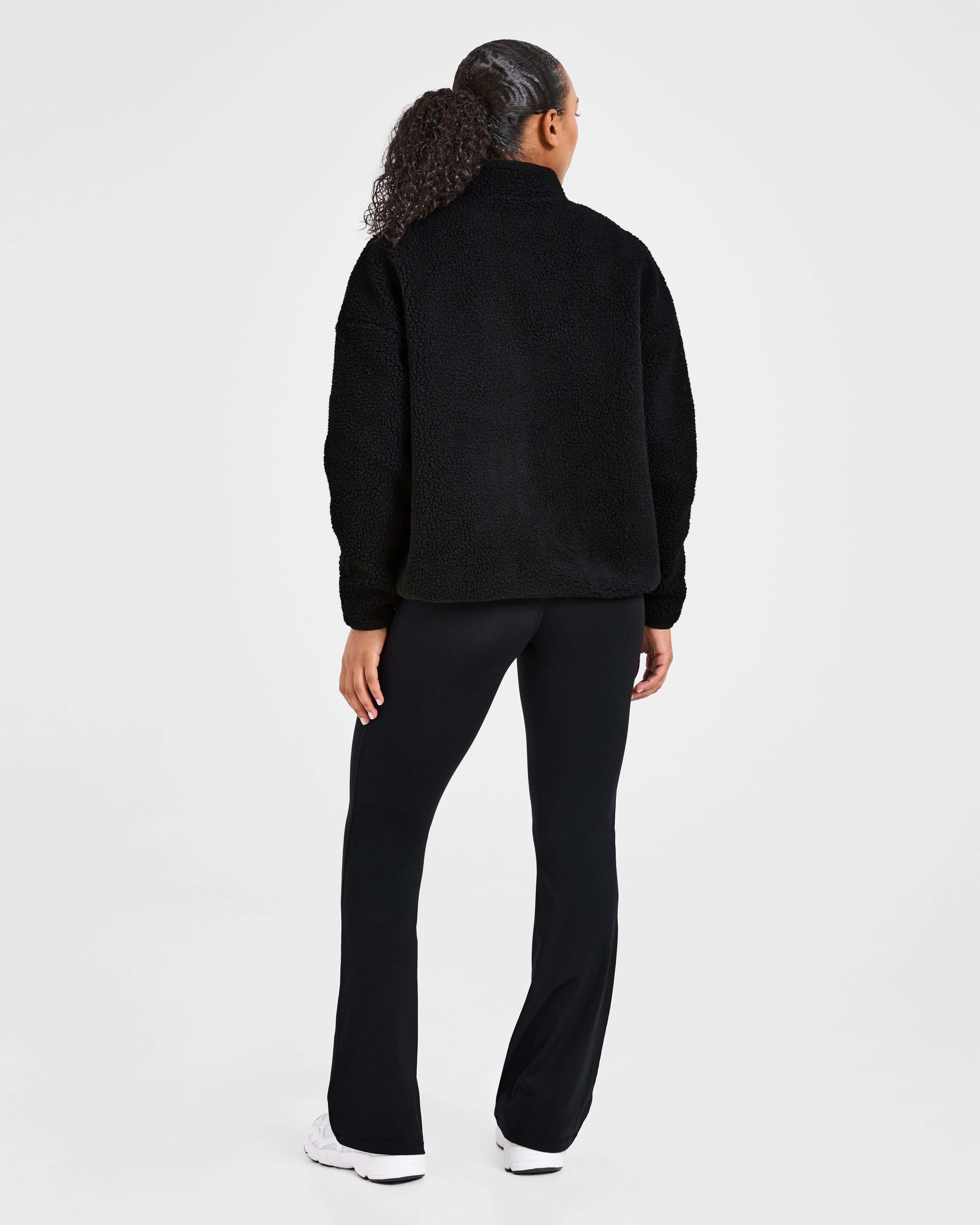 Oversized Zip Up Fleece Jacket - Noir - Image 4