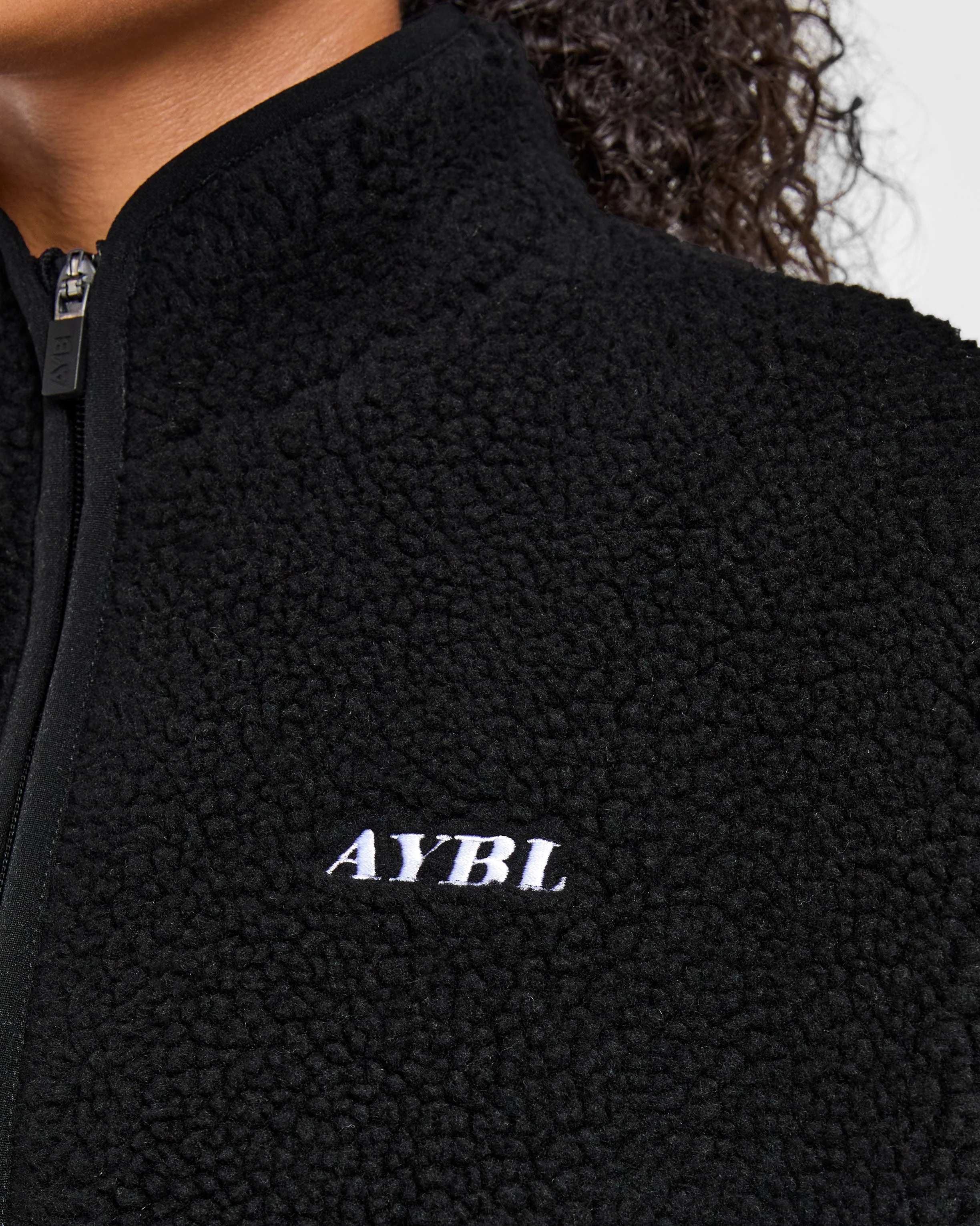 Oversized Zip Up Fleece Jacket - Noir - Image 5