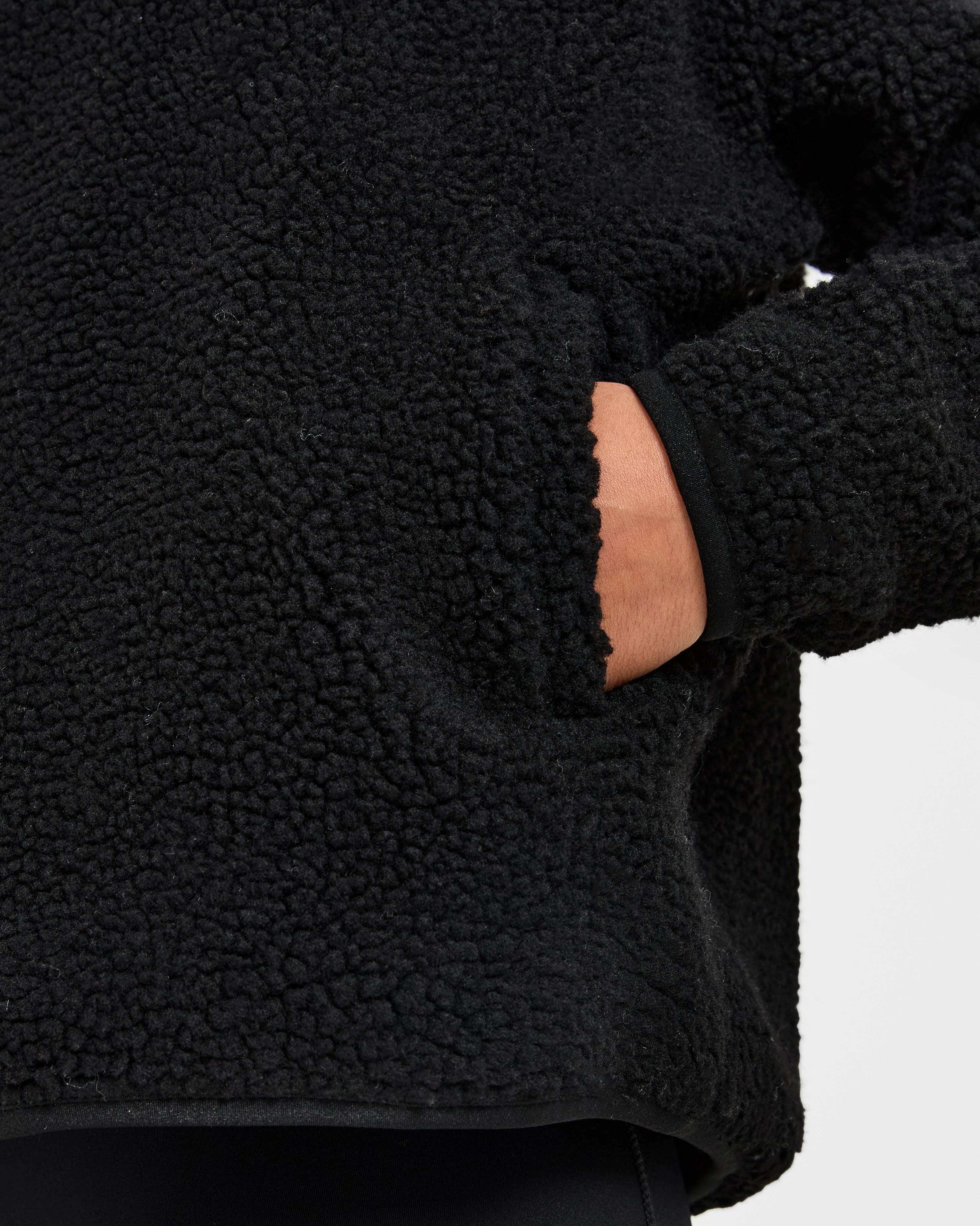 Oversized Zip Up Fleece Jacket - Noir - Image 6