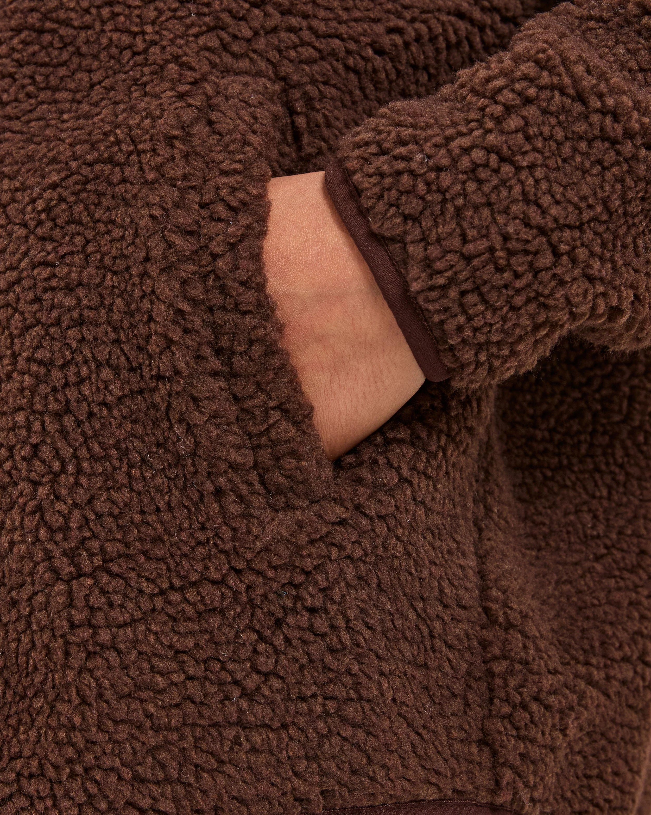 Oversized Zip Up Fleece Jacket - Marron - Image 6