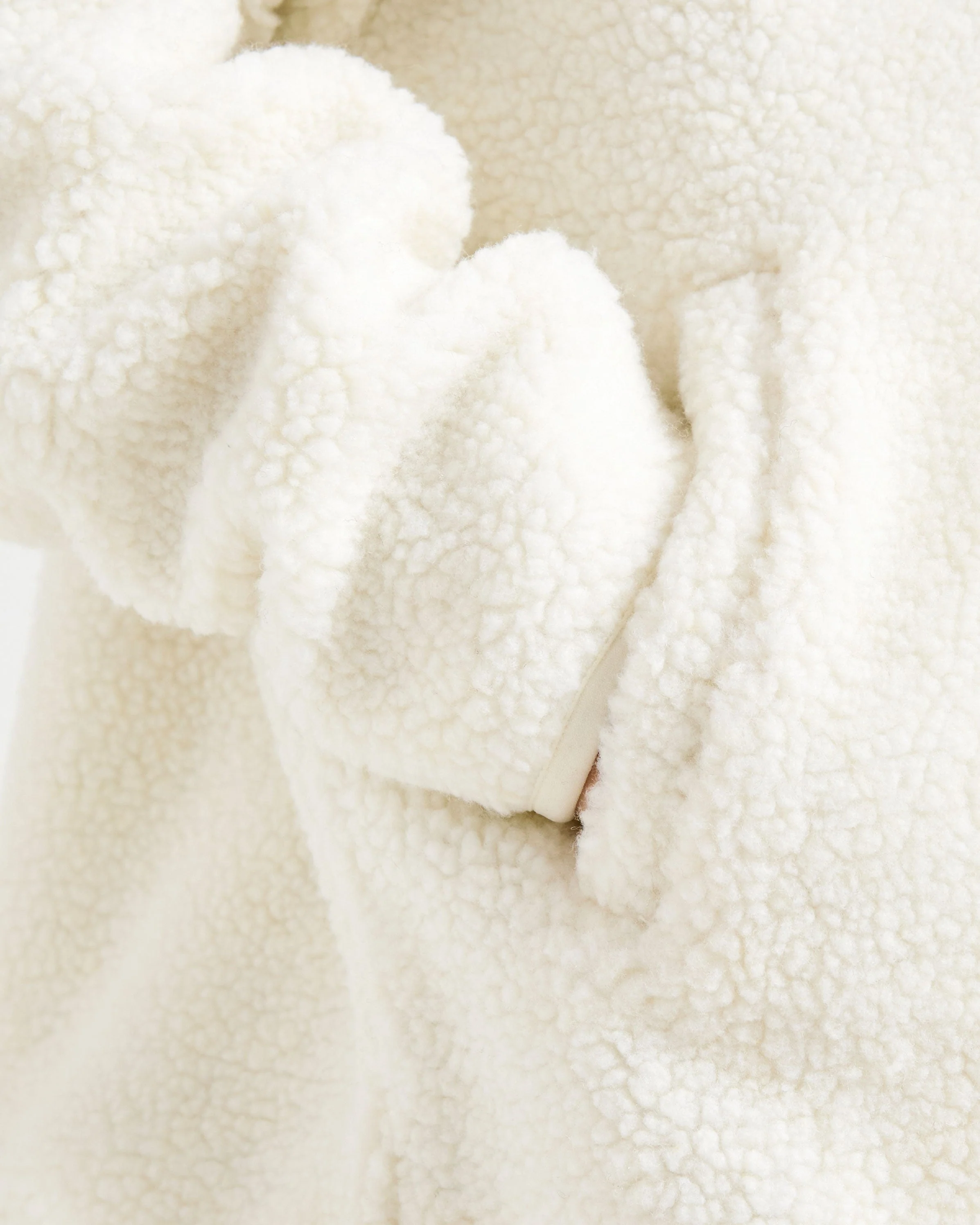 Oversized Zip Up Fleece Jacket - Crème - Image 6