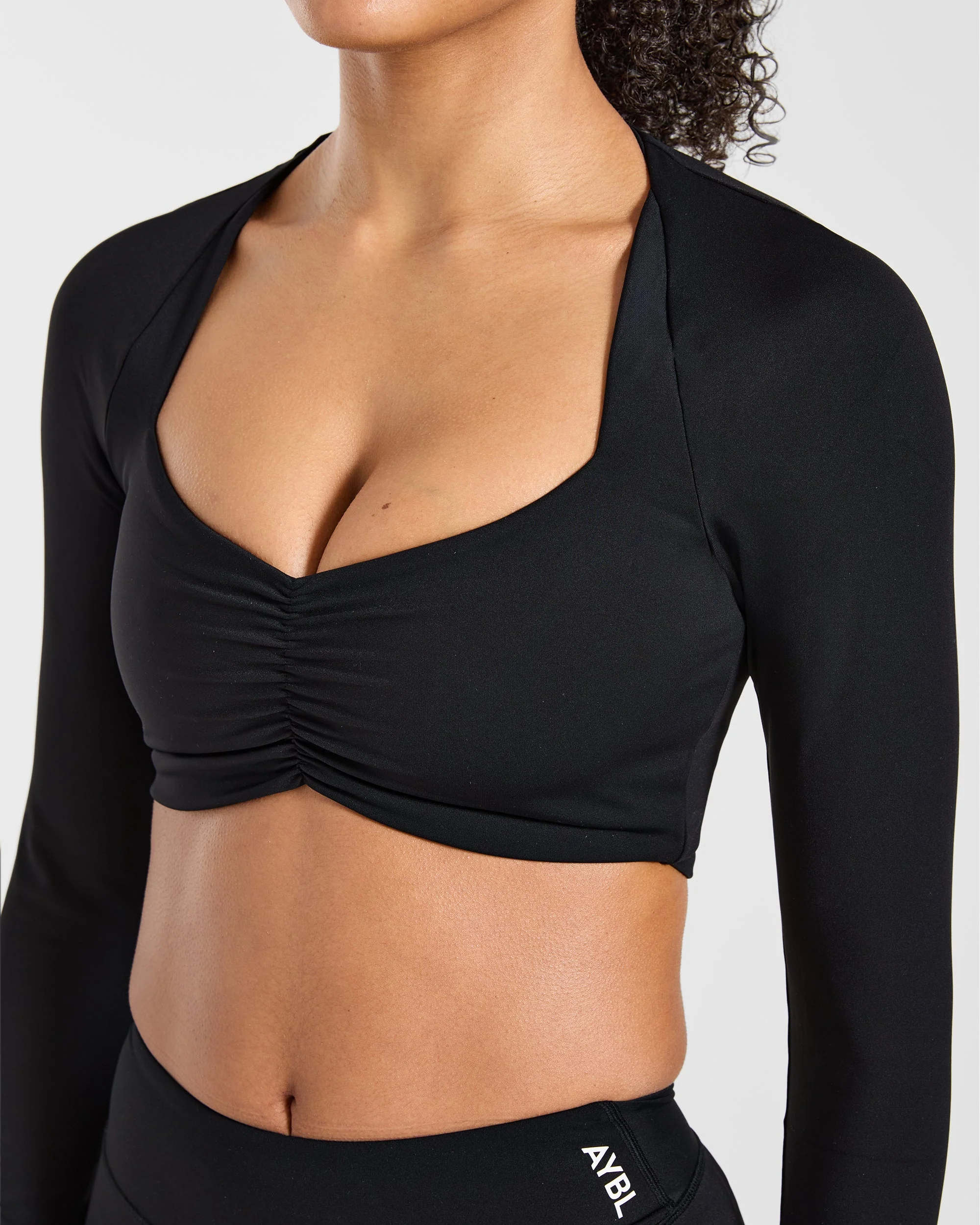 Physique Long Sleeve Crop Top - Noir - Image 6