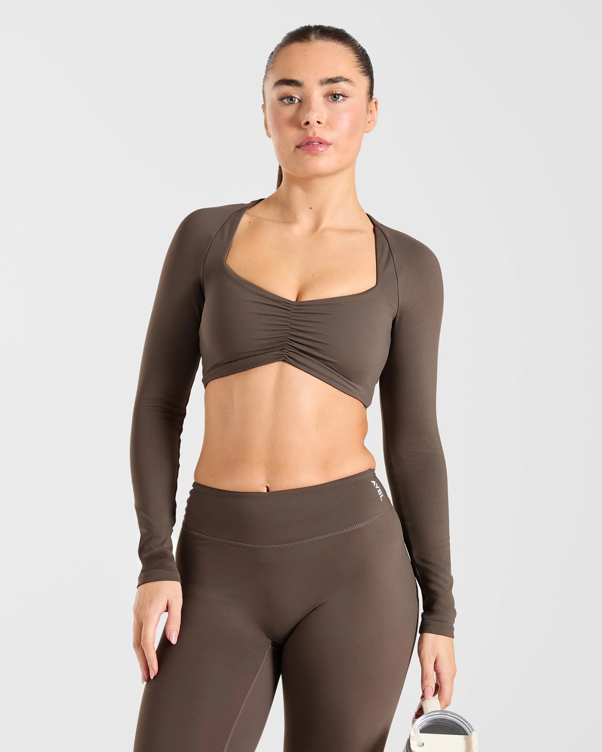 Physique Long Sleeve Crop Top - Marron - Image 7