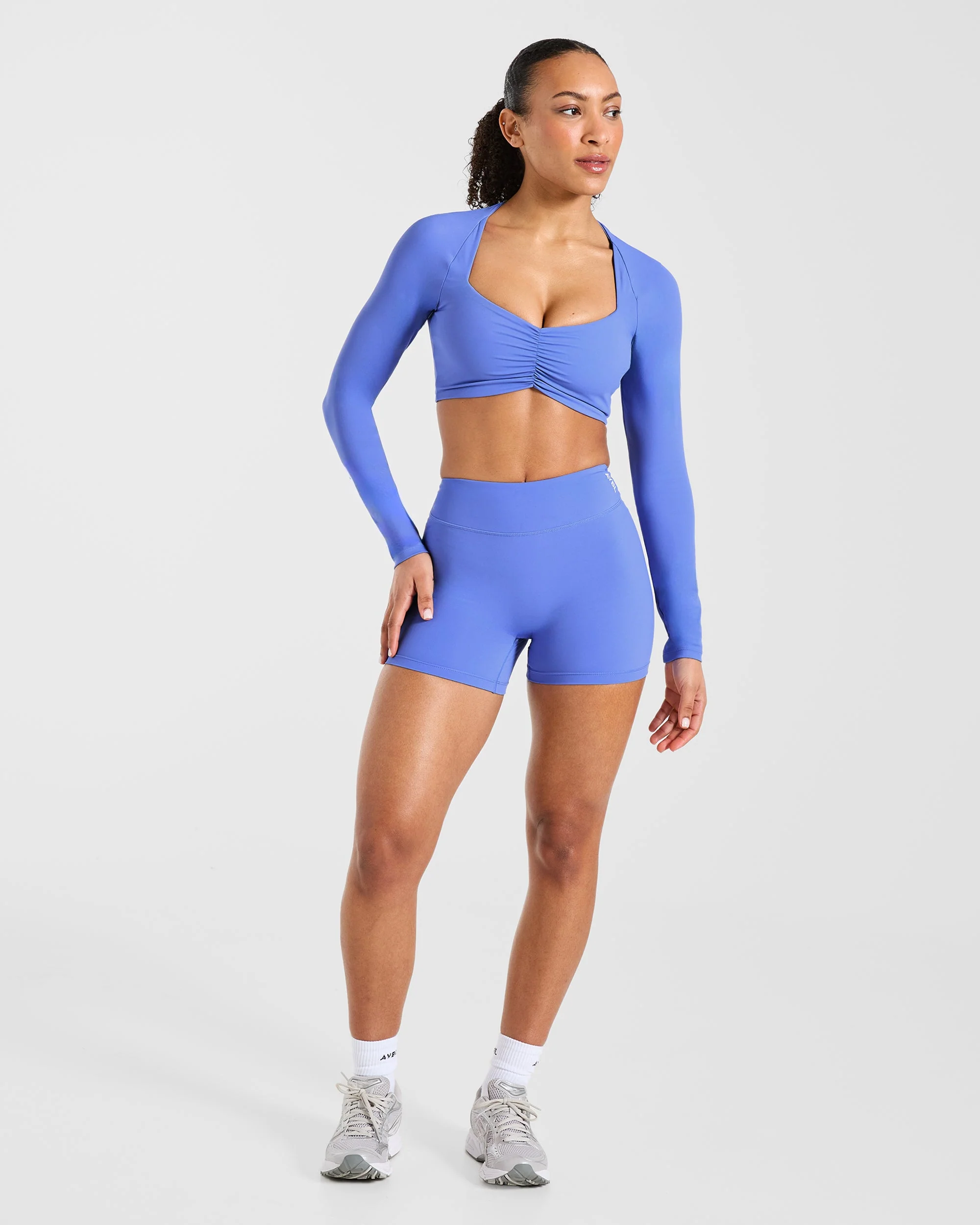 Physique Long Sleeve Crop Top - Cornflower Violet - Image 3
