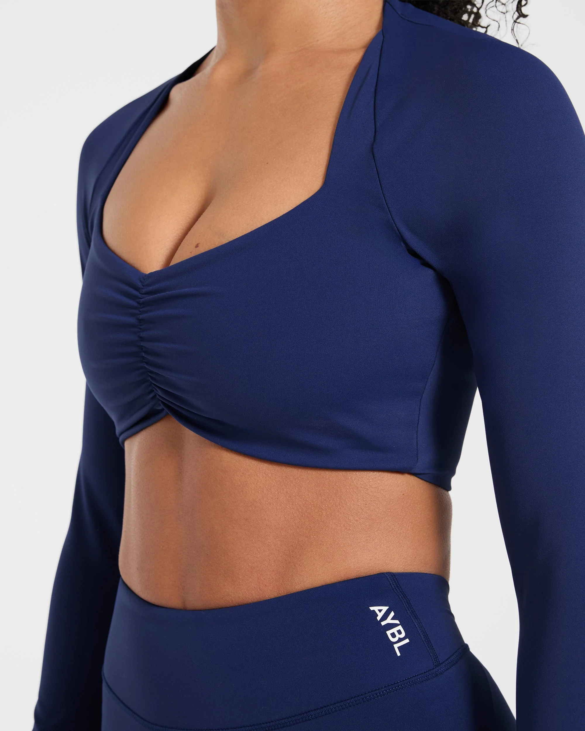 Physique Long Sleeve Crop Top - Midnight Navy - Image 6