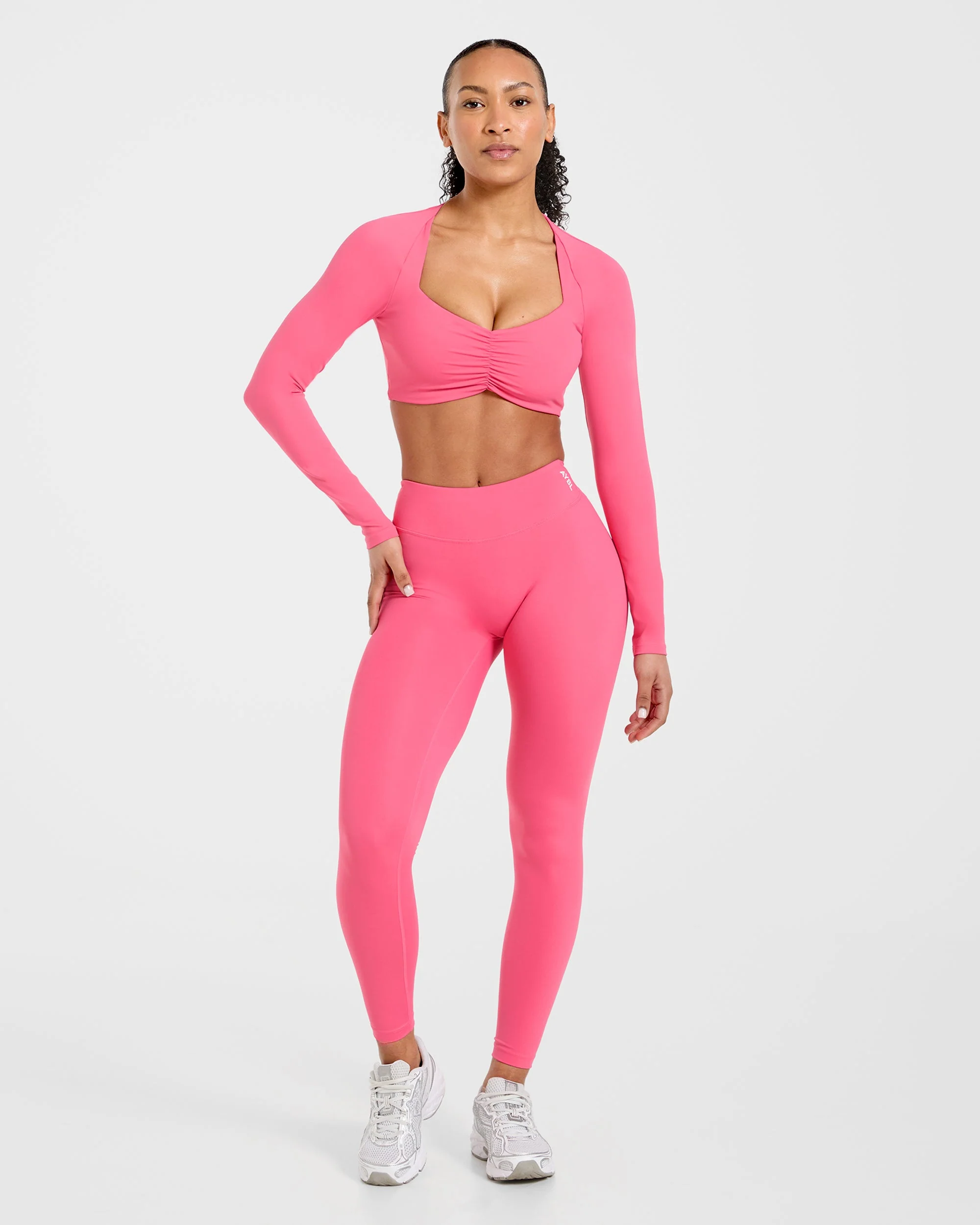 Physique Long Sleeve Crop Top - Roseberry Rose - Image 3