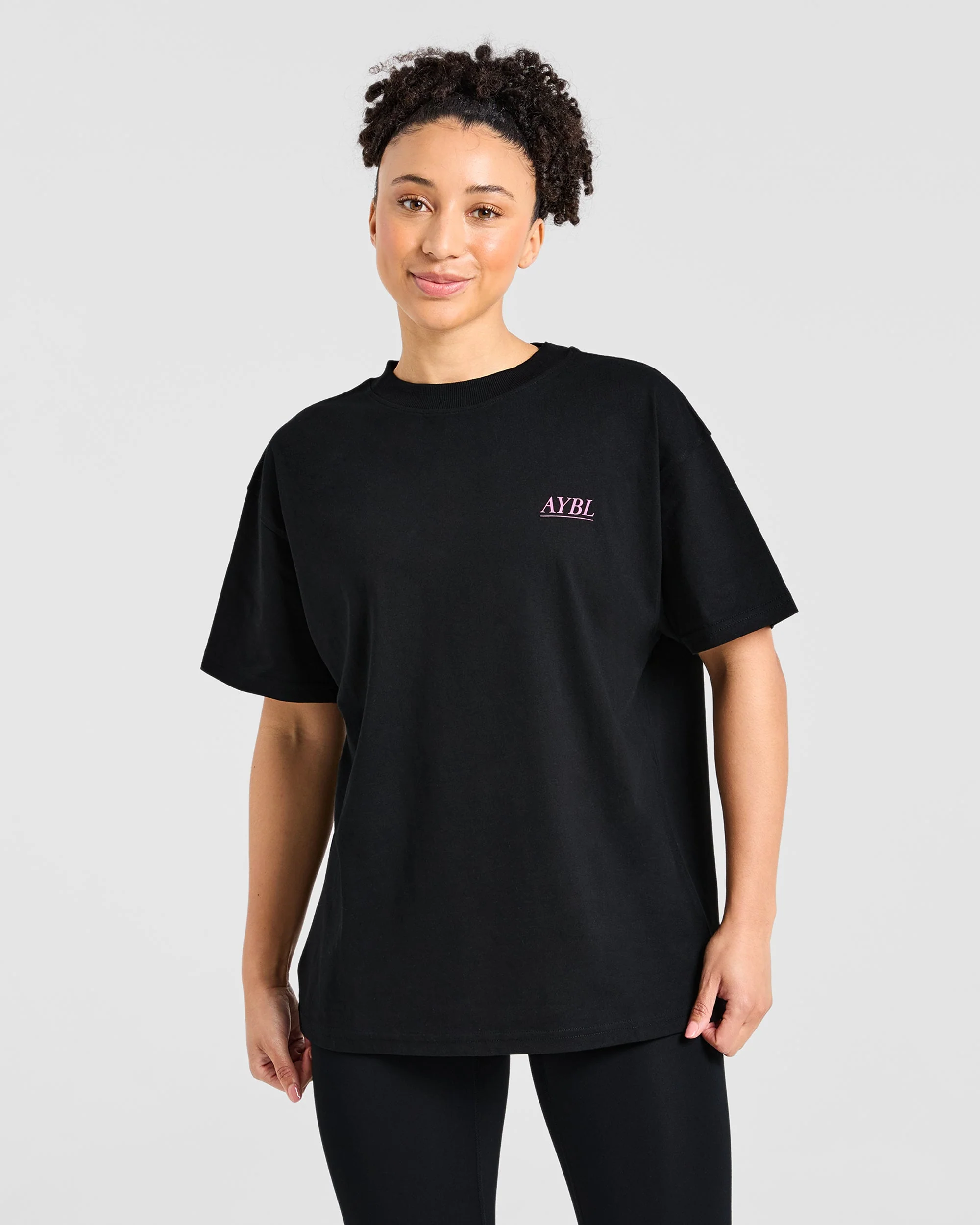 Power Lifting Illustration T Shirt - Noir/Rose - Image 2