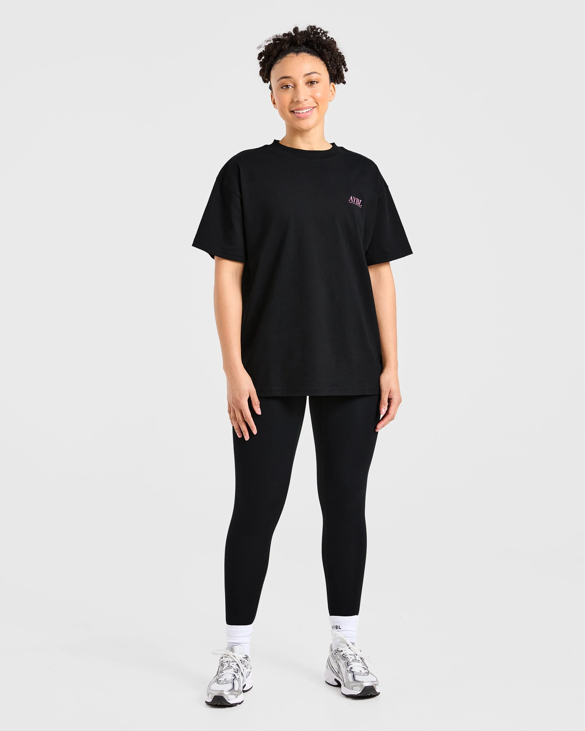 Power Lifting Illustration T Shirt - Noir/Rose - Image 4