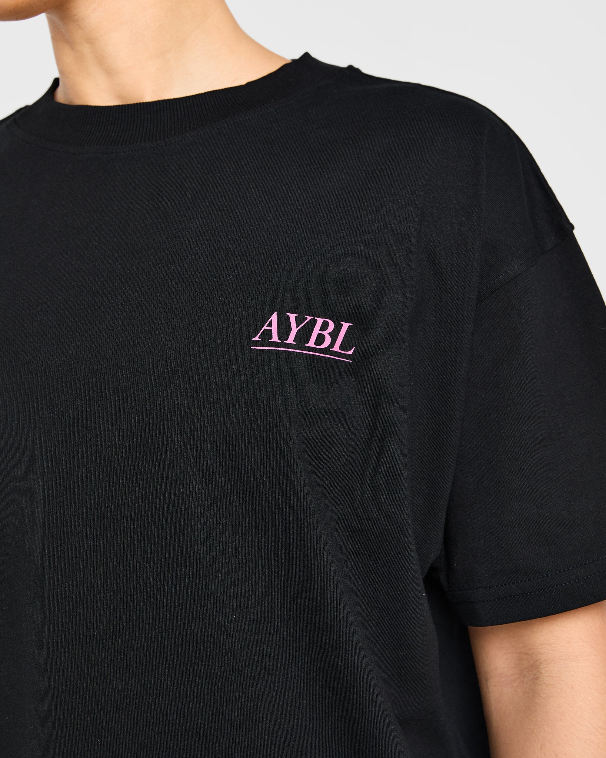 Power Lifting Illustration T Shirt - Noir/Rose - Image 5