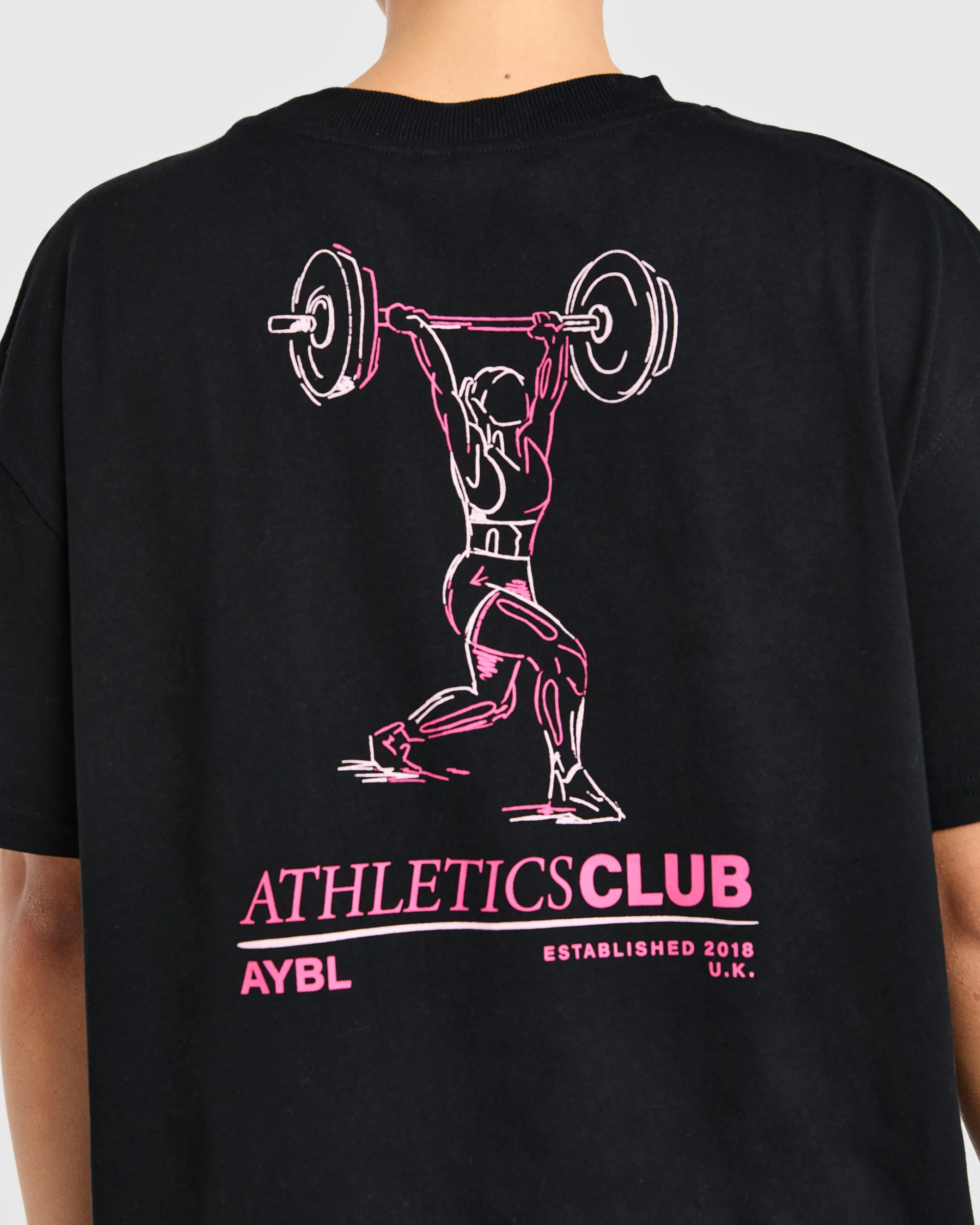 Power Lifting Illustration T Shirt - Noir/Rose - Image 6