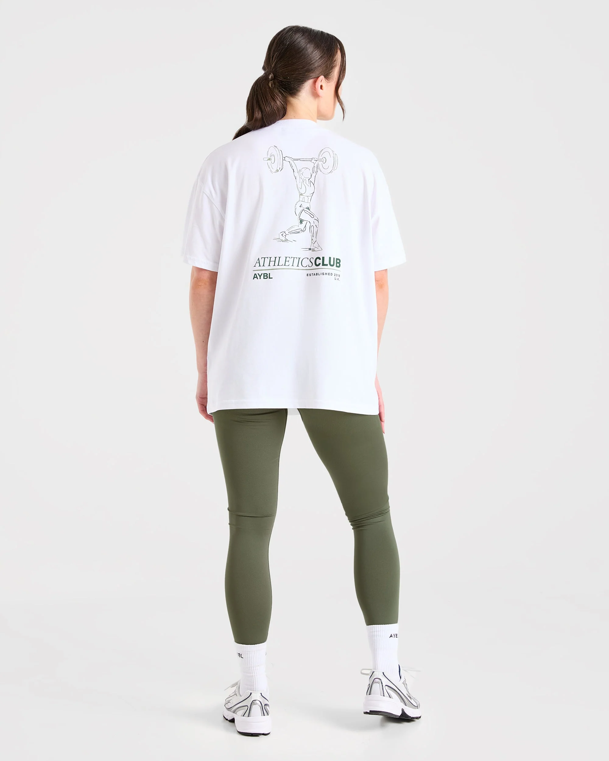Power Lifting Illustration T Shirt - Blanc/Vert - Image 3
