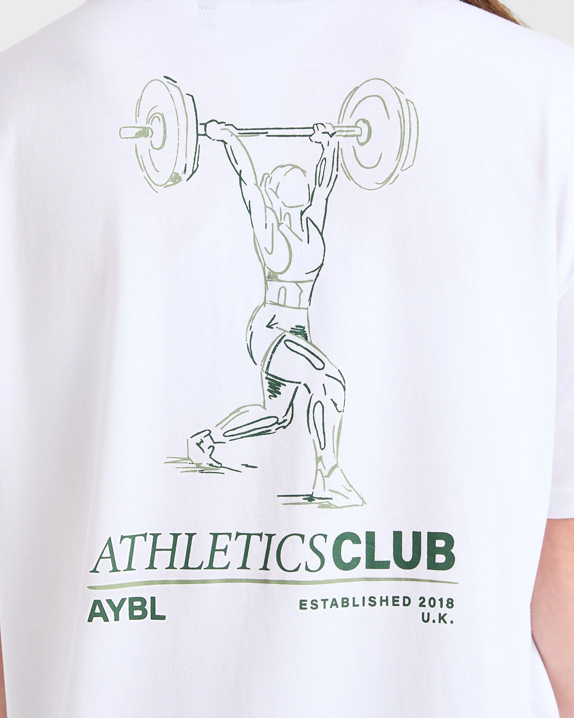 Power Lifting Illustration T Shirt - Blanc/Vert - Image 5