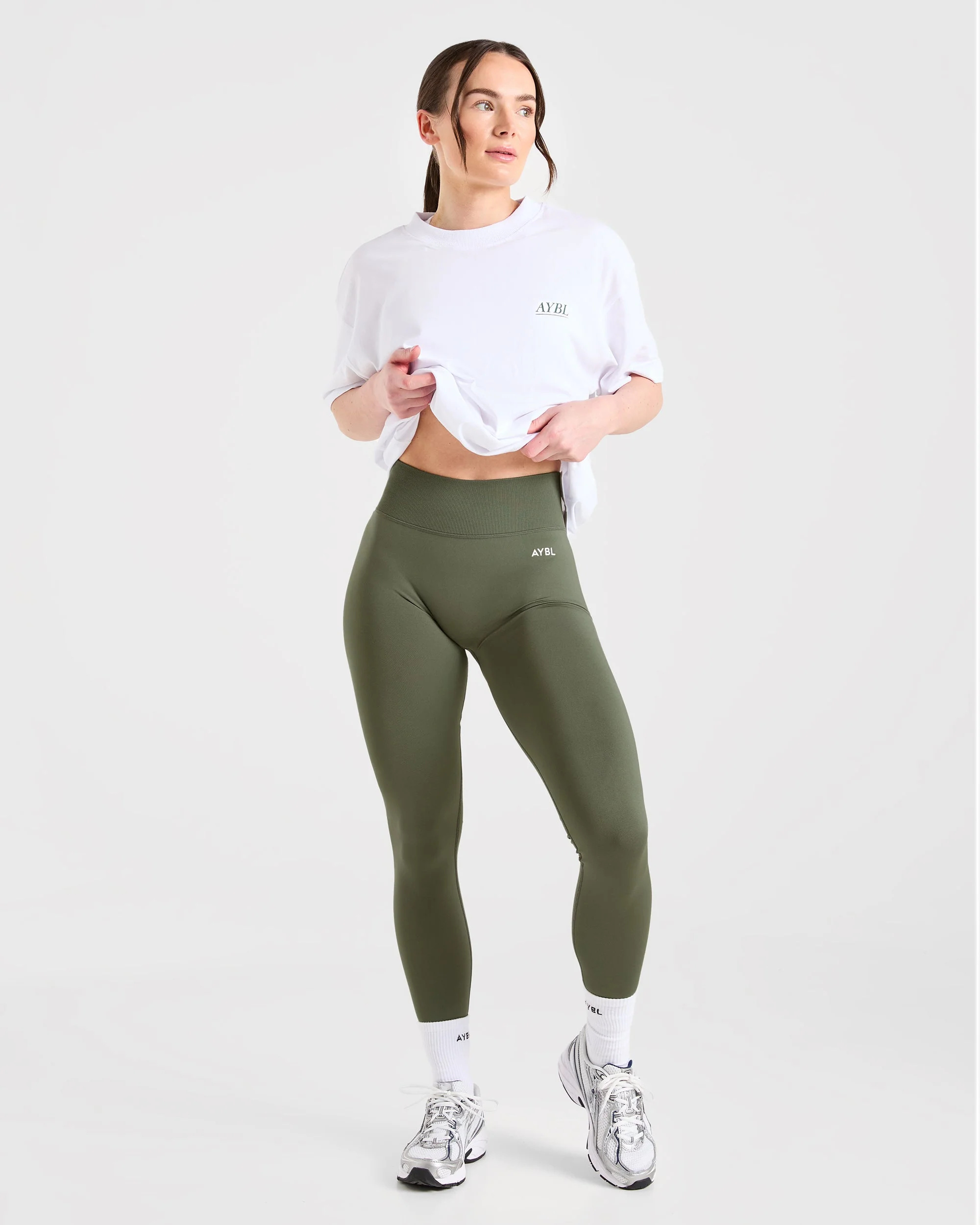 Power Lifting Illustration T Shirt - Blanc/Vert - Image 7