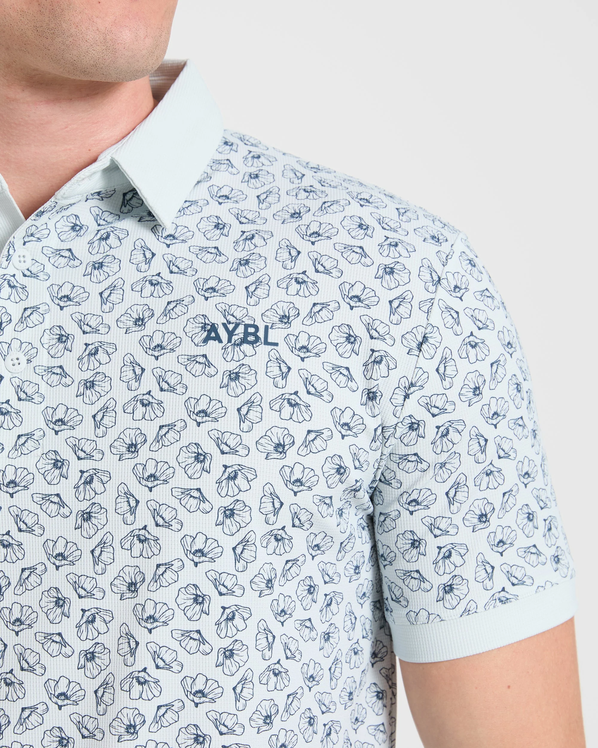 Precision Camellias Polo - Ice Bleu - Image 5