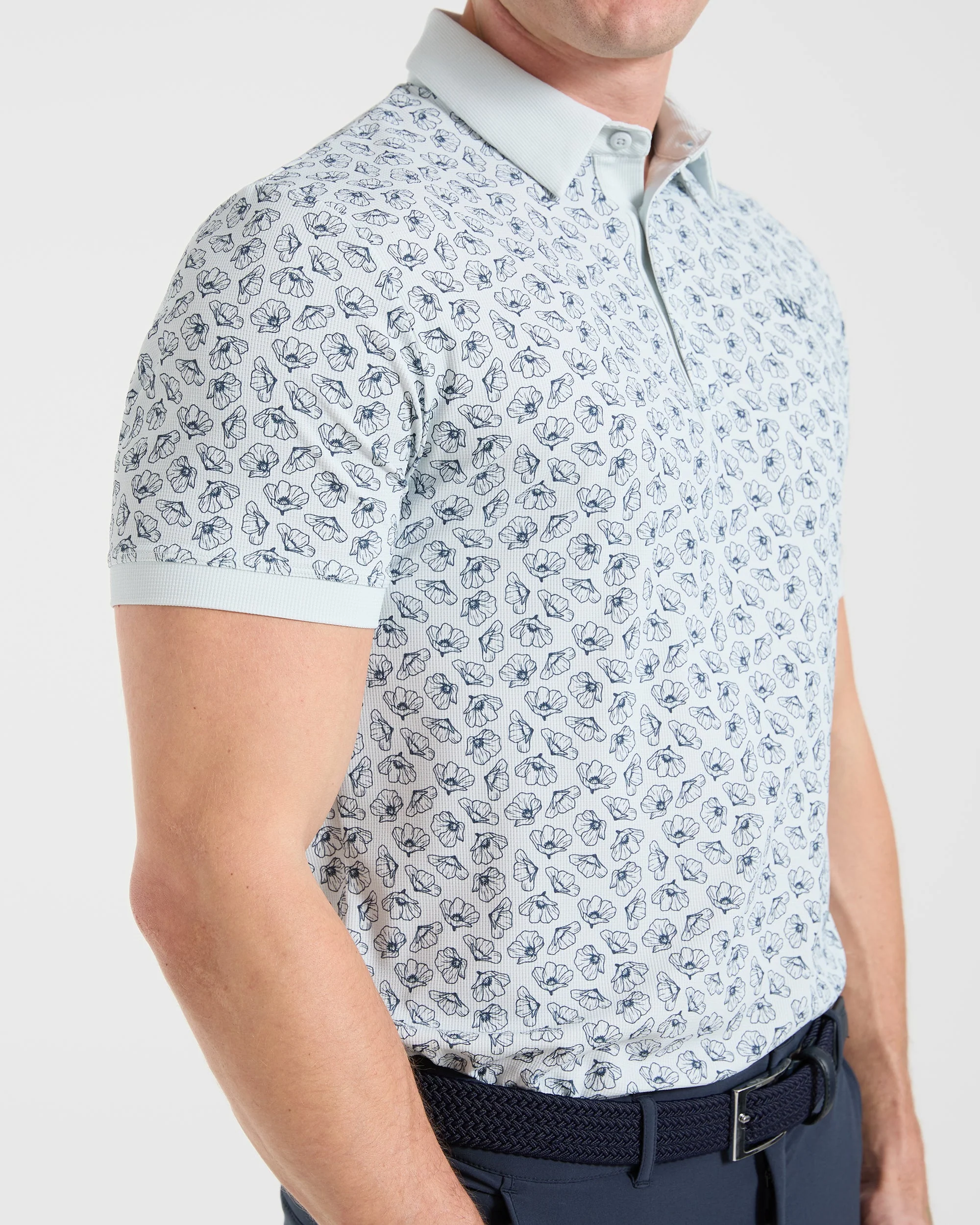 Precision Camellias Polo - Ice Bleu - Image 6