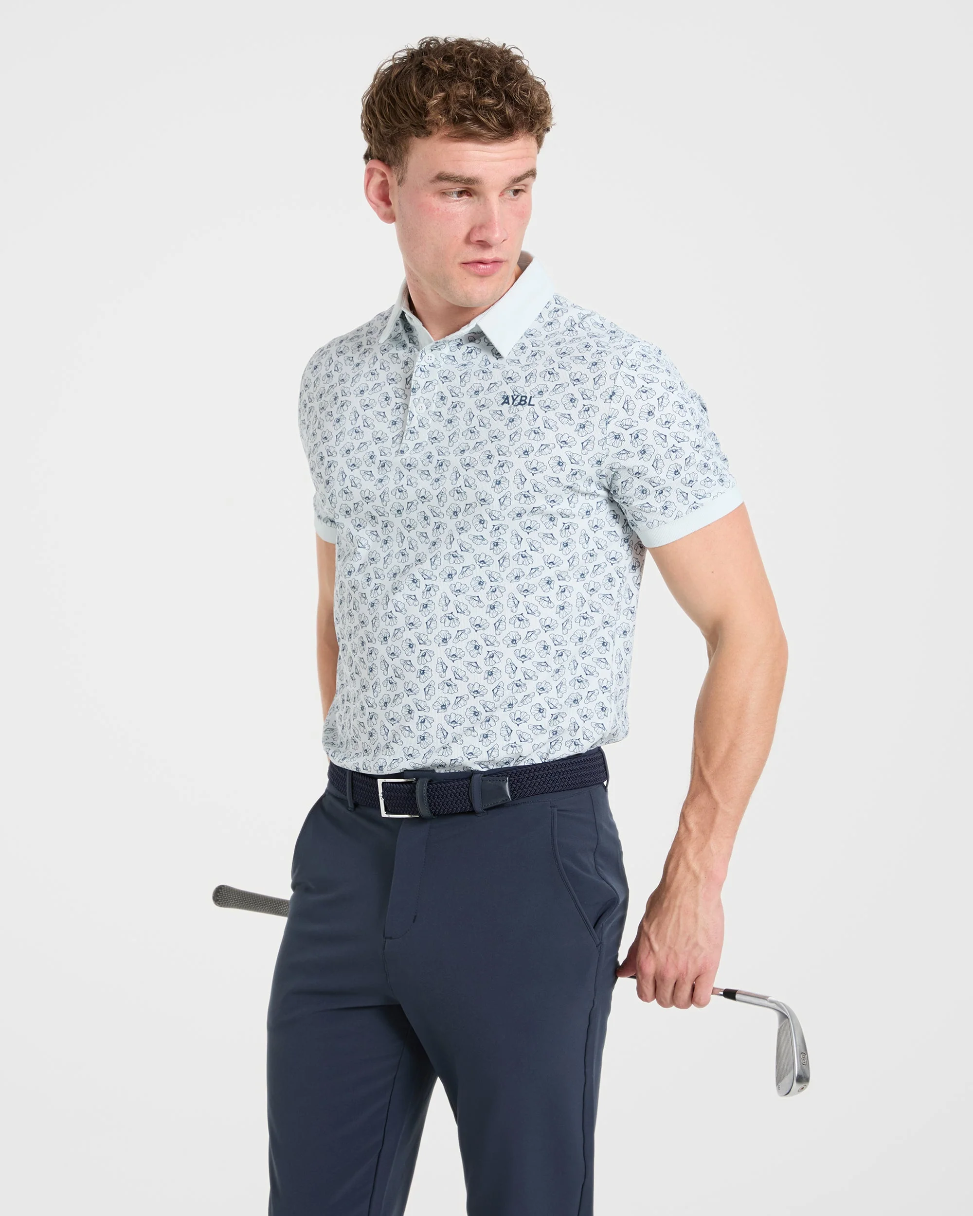 Precision Camellias Polo - Ice Bleu - Image 7