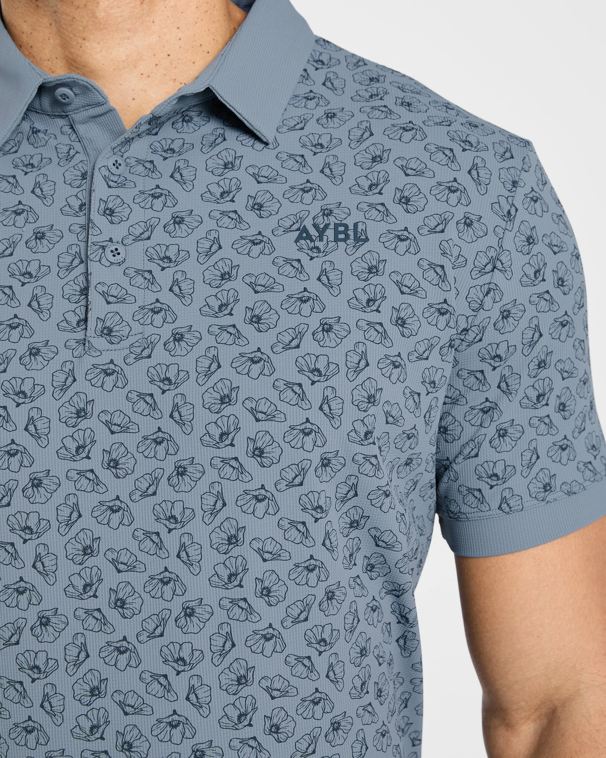 Precision Camellias Polo - Muted Navy - Image 5