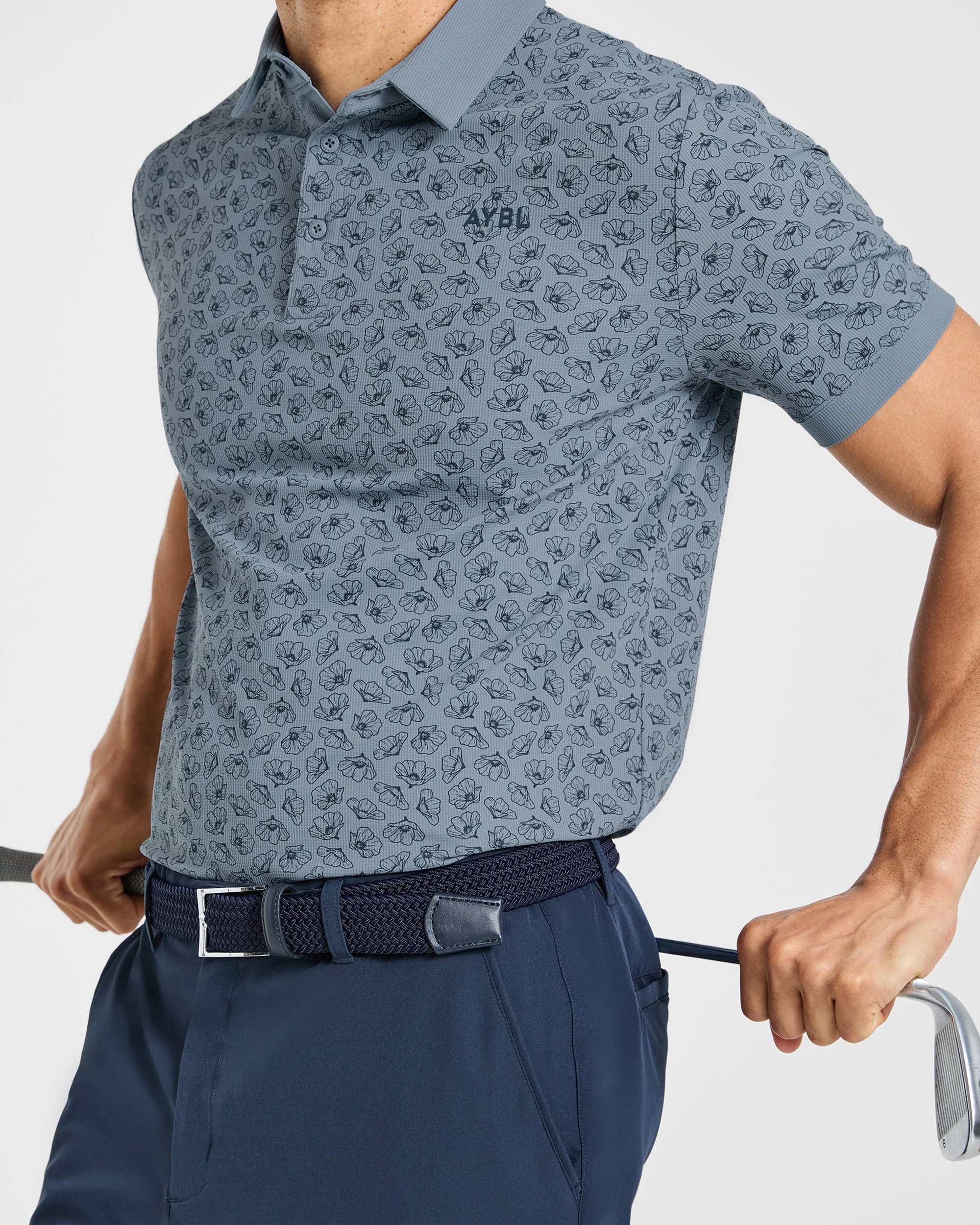 Precision Camellias Polo - Muted Navy - Image 7