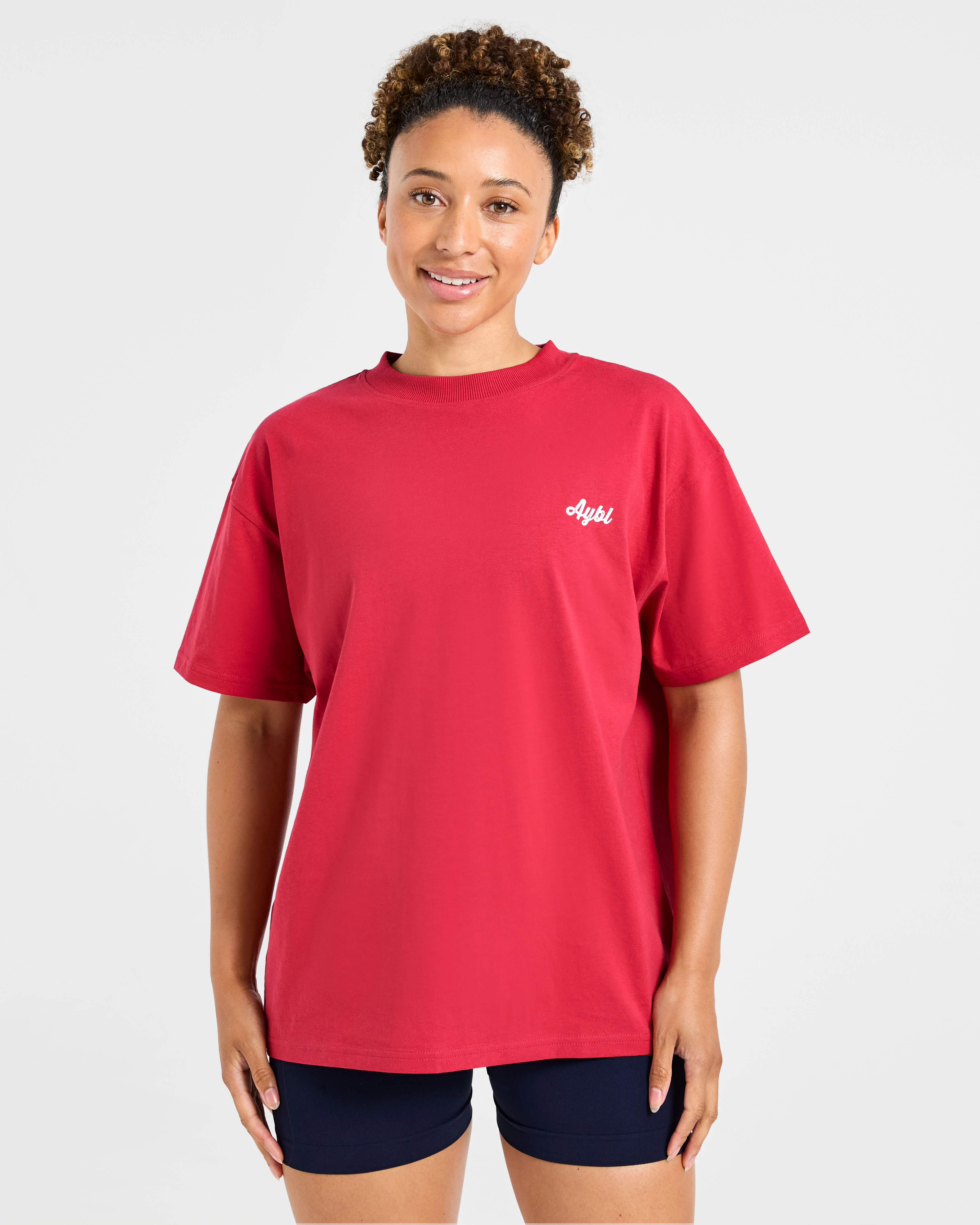 Retro Athletics Club Oversized T Shirt - Rouge/Bleu - Image 2