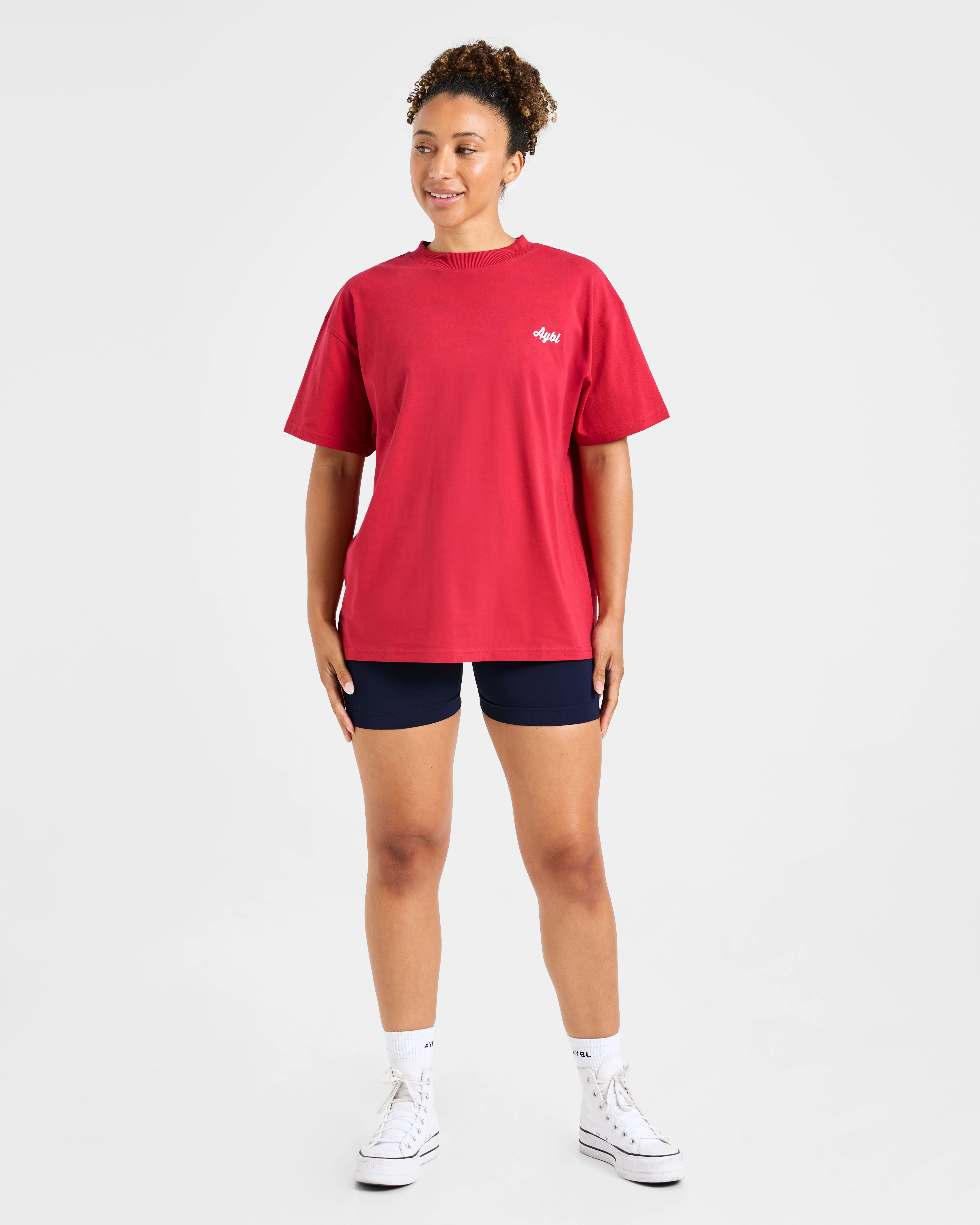 Retro Athletics Club Oversized T Shirt - Rouge/Bleu - Image 3