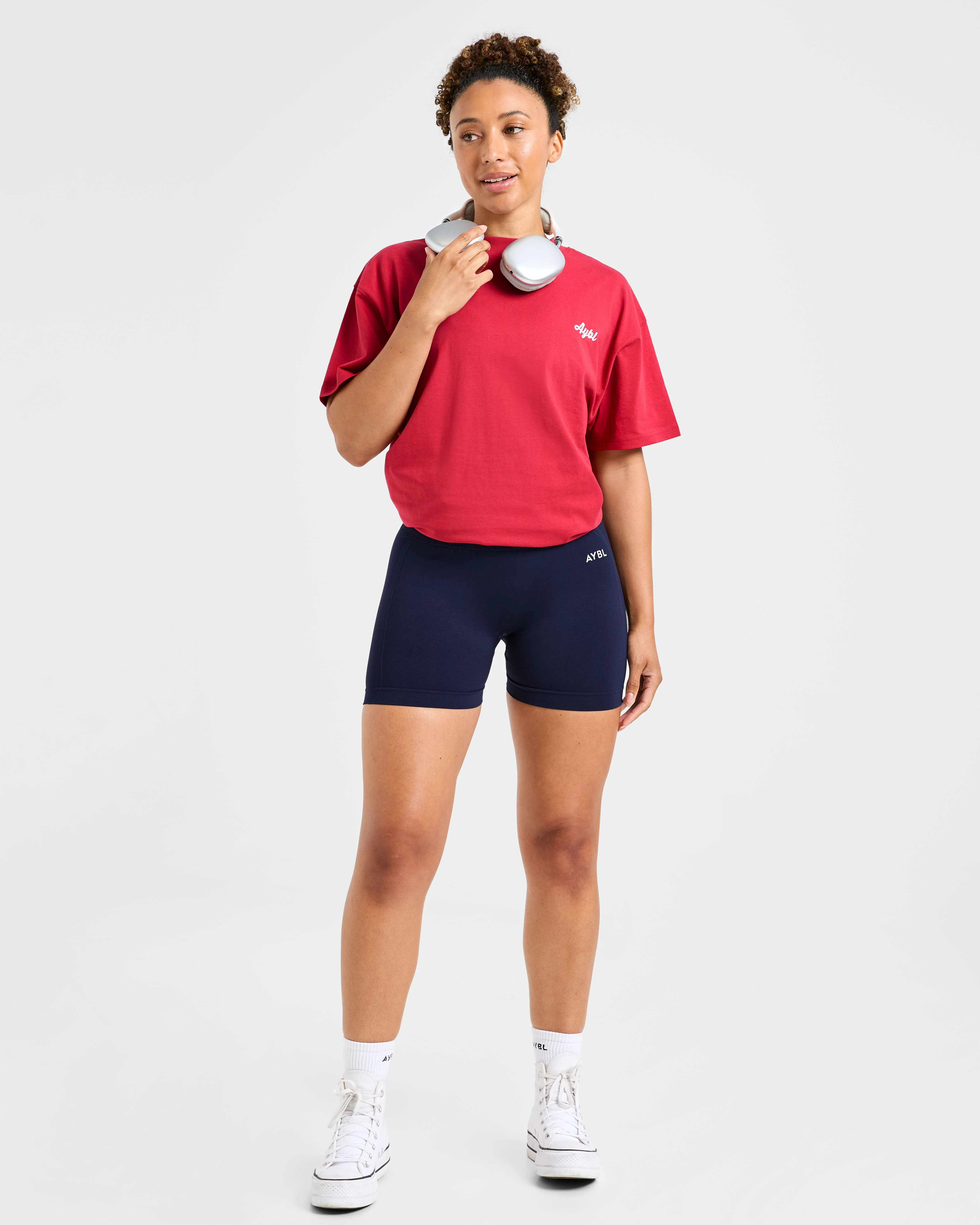 Retro Athletics Club Oversized T Shirt - Rouge/Bleu - Image 7