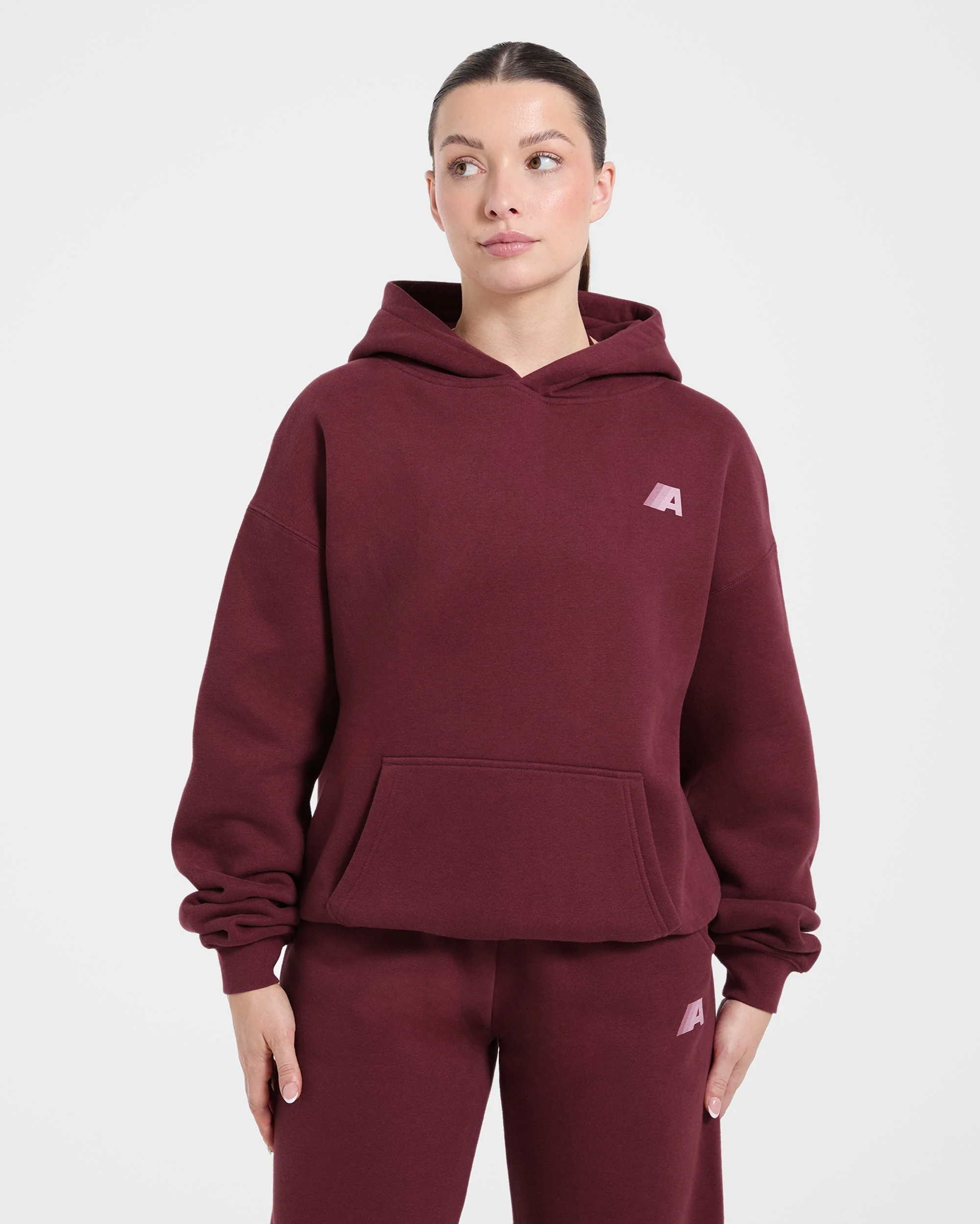 Retro Athletics Oversized Hoodie - Deep Raspberry/Rose - Image 2