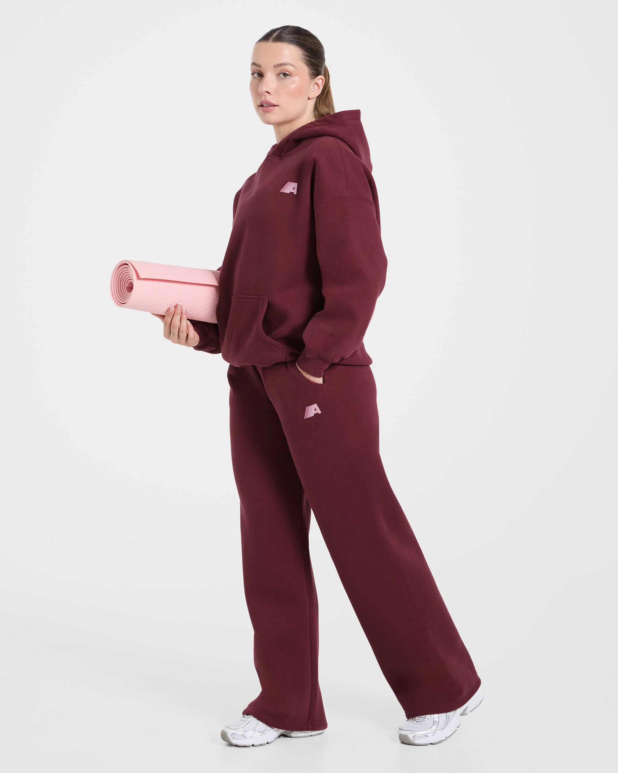 Retro Athletics Oversized Hoodie - Deep Raspberry/Rose - Image 7