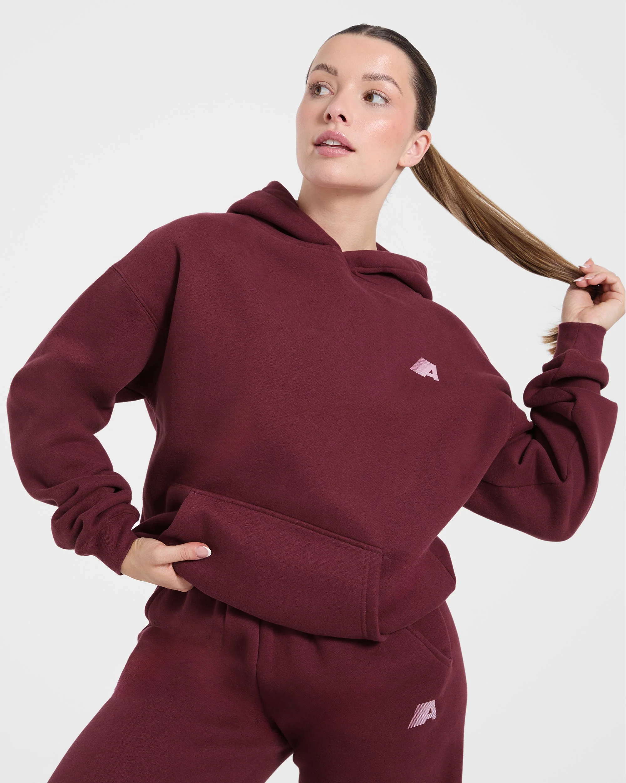 Retro Athletics Oversized Hoodie - Deep Raspberry/Rose - Image 8