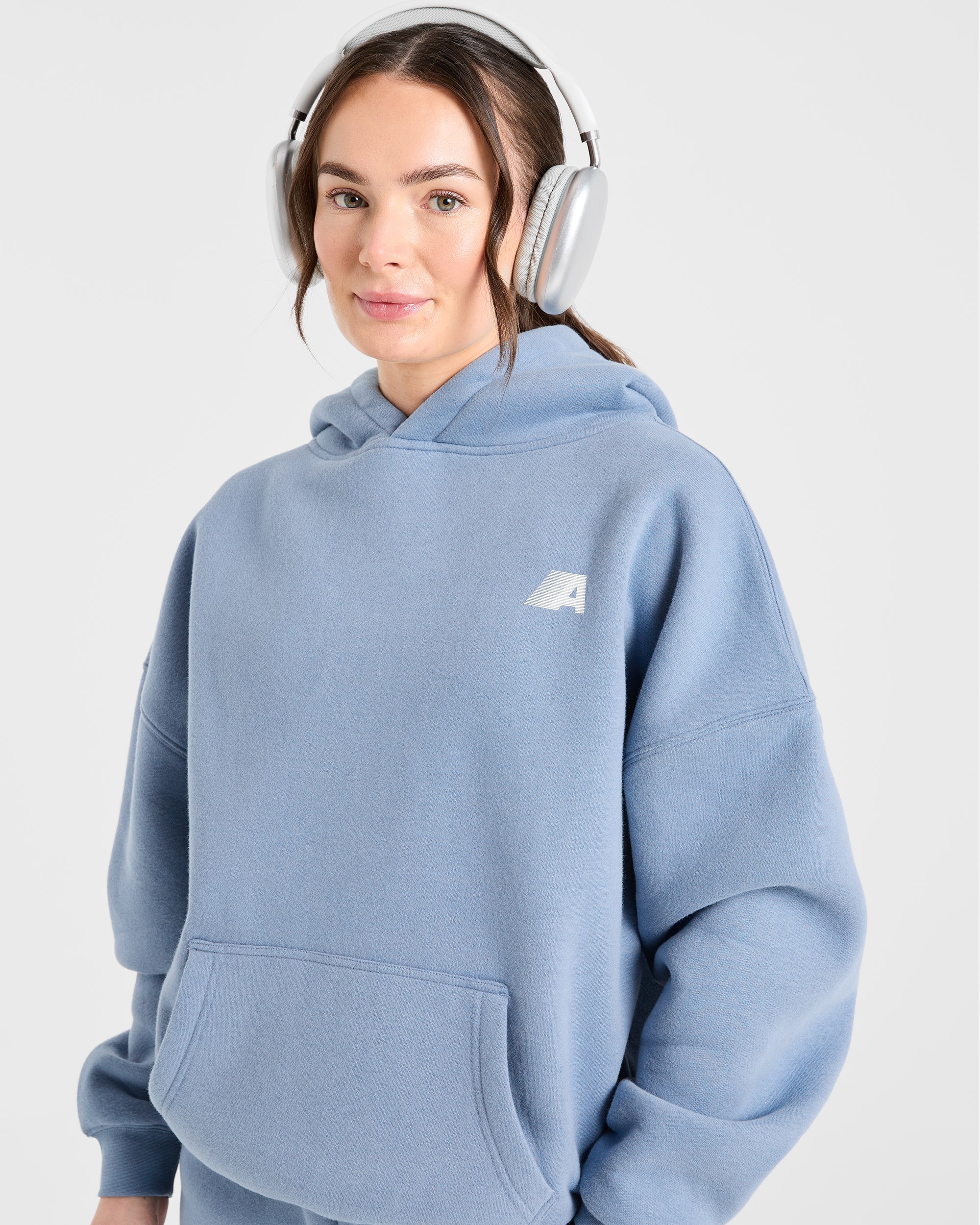 Retro Athletics Oversized Hoodie - Vintage Bleu - Image 7