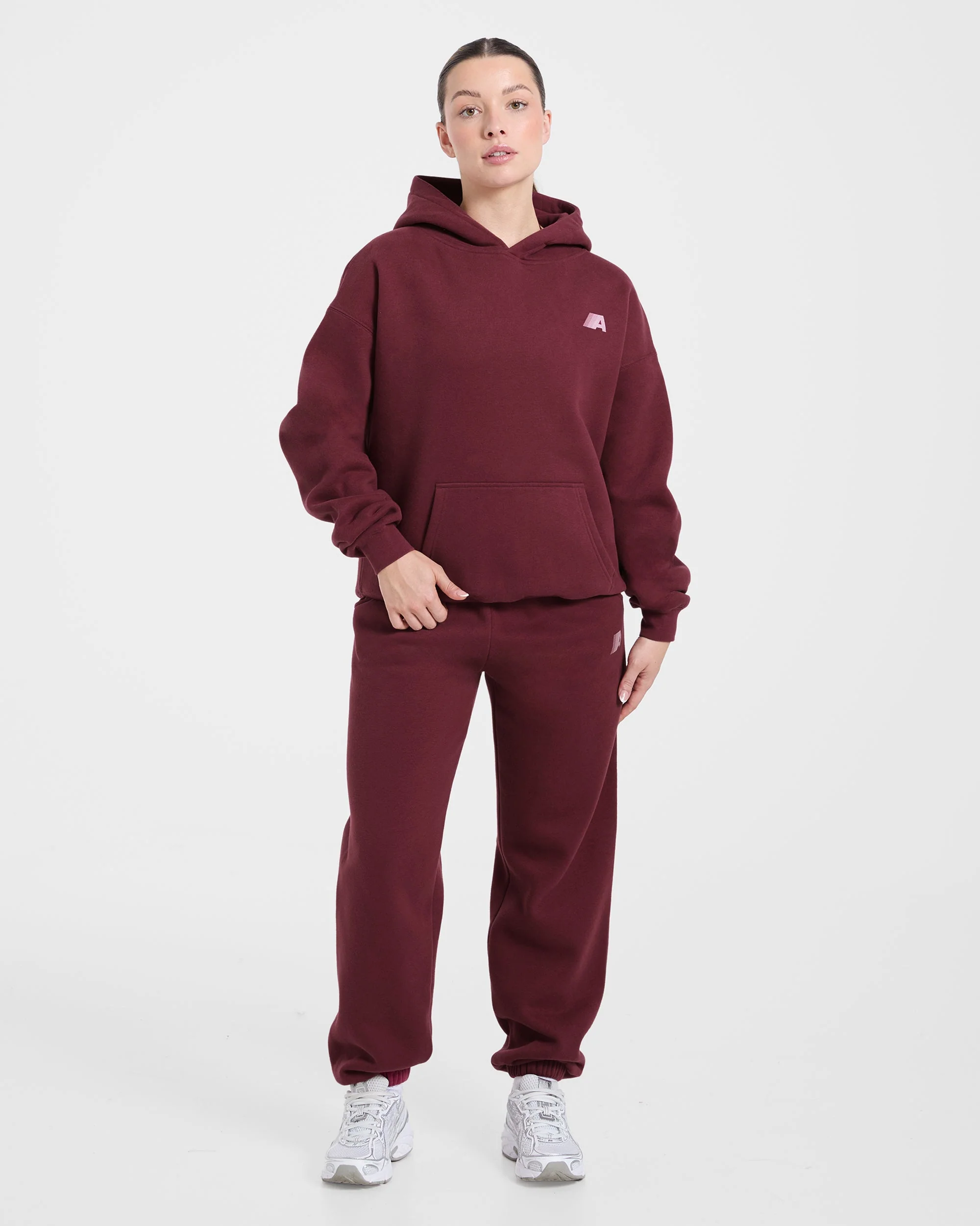 Retro Athletics Oversized Joggers - Deep Raspberry/Rose - Image 3