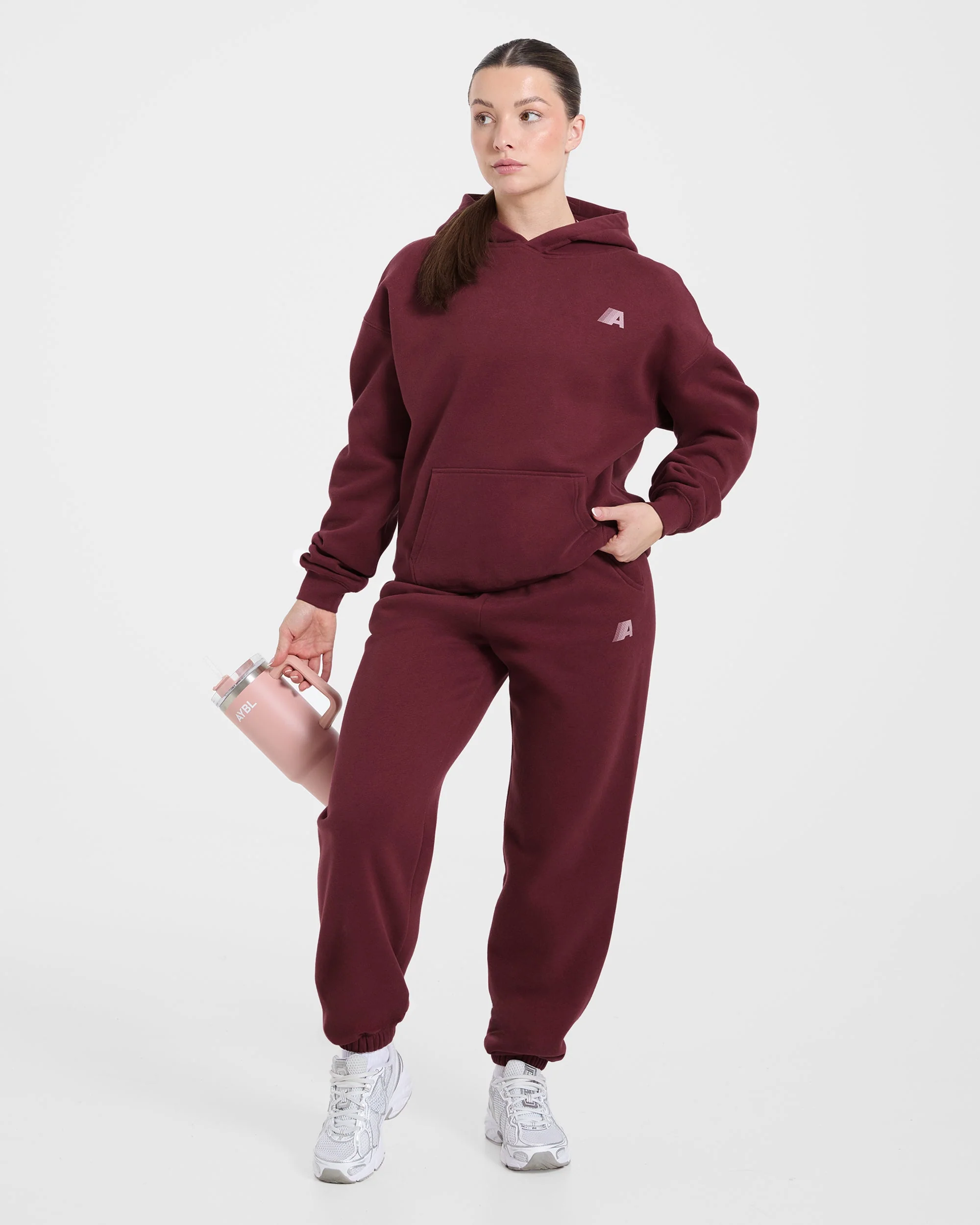 Retro Athletics Oversized Joggers - Deep Raspberry/Rose - Image 7
