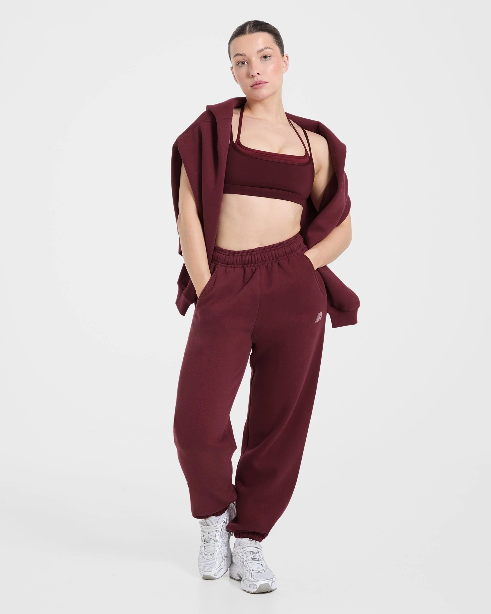 Retro Athletics Oversized Joggers - Deep Raspberry/Rose - Image 8
