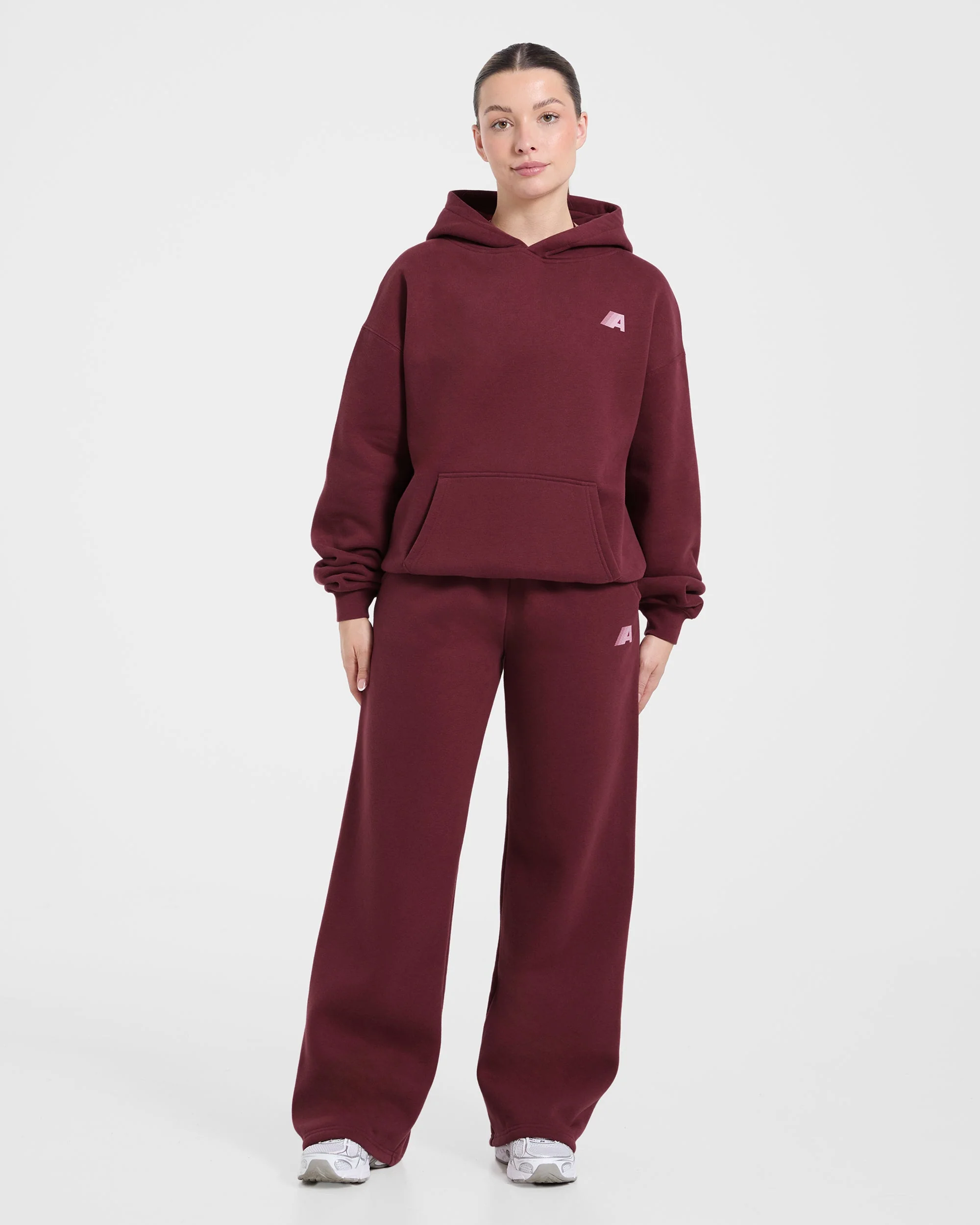 Retro Athletics Oversized Straight Leg Joggers - Deep Raspberry/Rose - Image 3