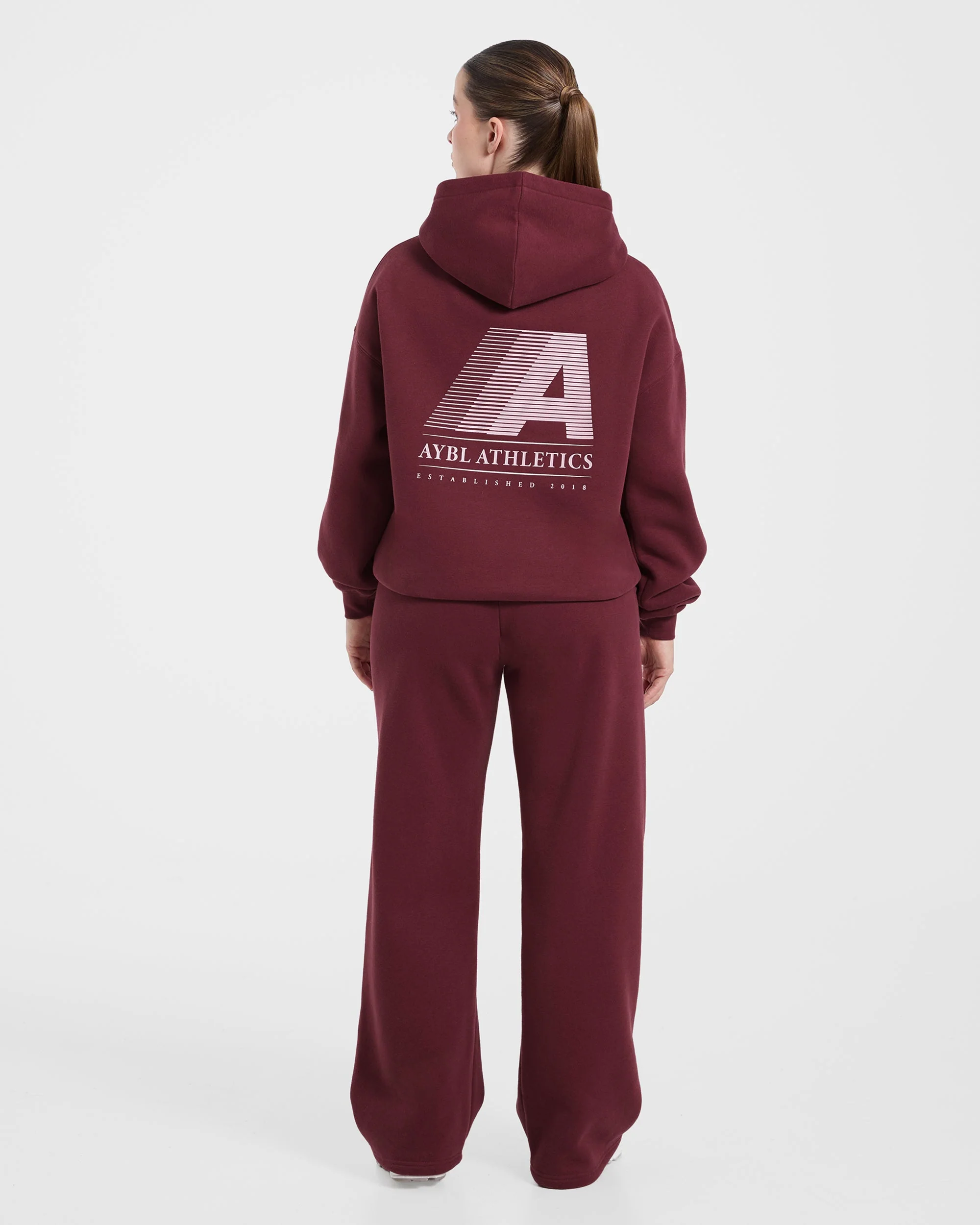 Retro Athletics Oversized Straight Leg Joggers - Deep Raspberry/Rose - Image 4