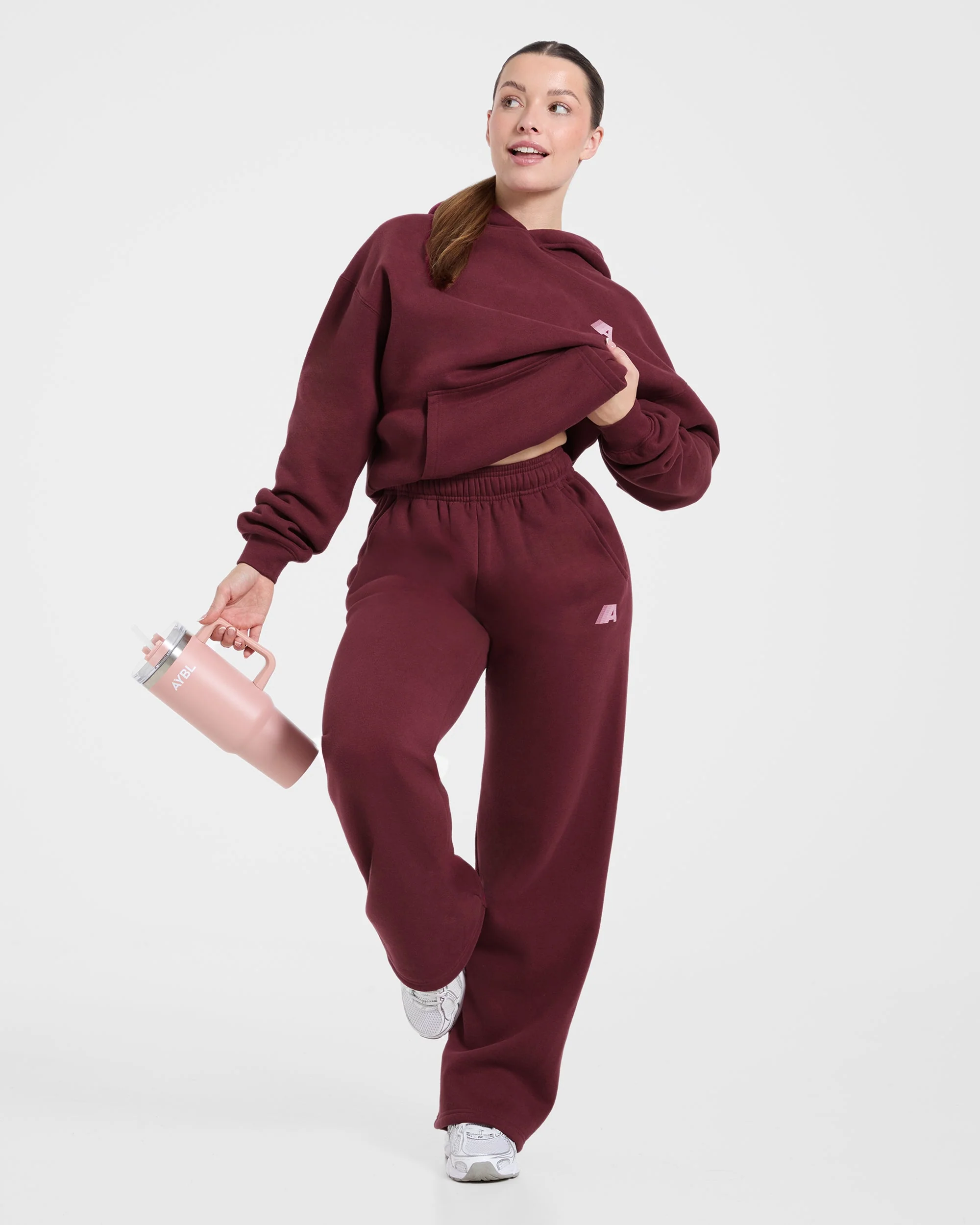 Retro Athletics Oversized Straight Leg Joggers - Deep Raspberry/Rose - Image 7