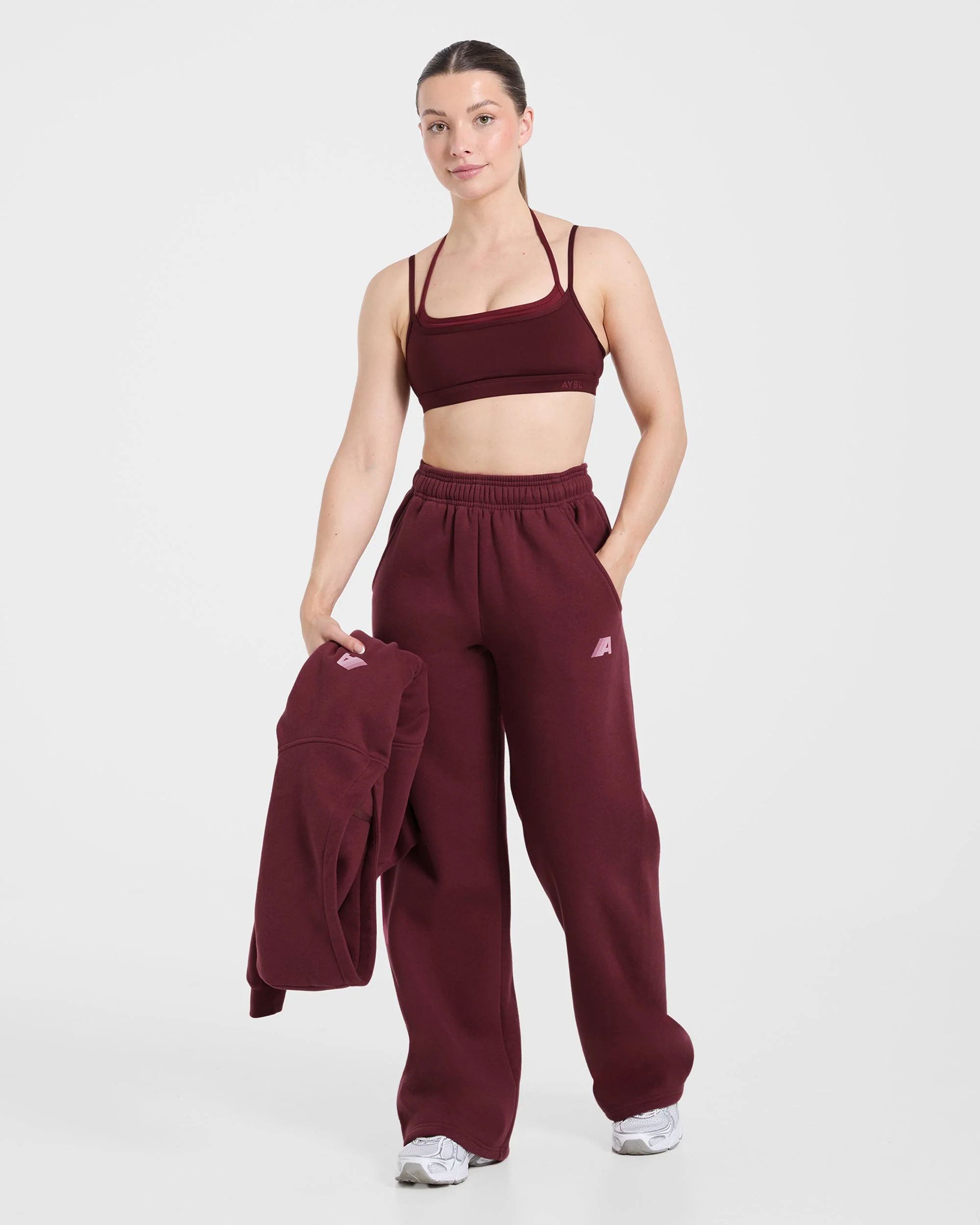 Retro Athletics Oversized Straight Leg Joggers - Deep Raspberry/Rose - Image 8
