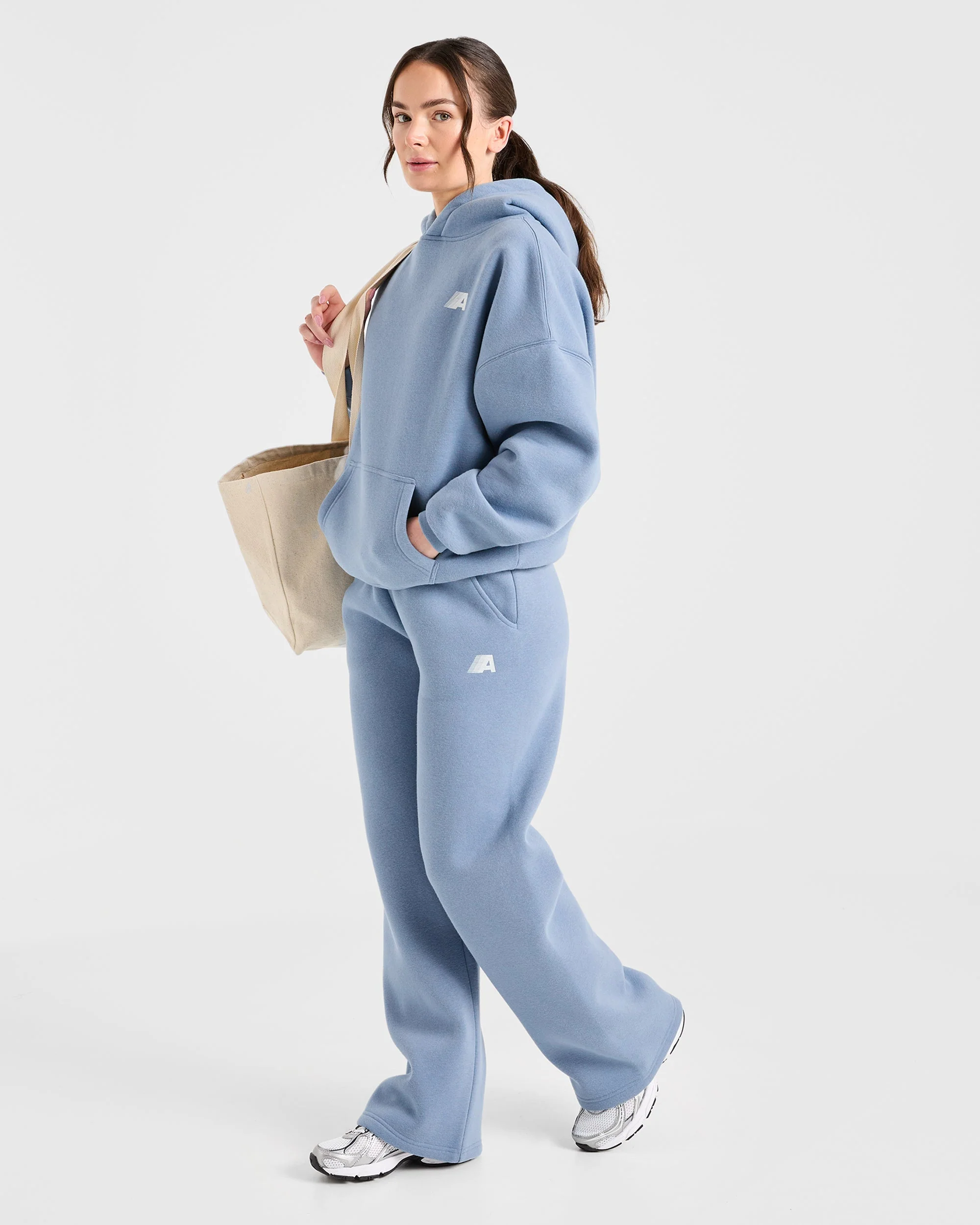 Retro Athletics Oversized Straight Leg Joggers - Vintage Bleu - Image 7