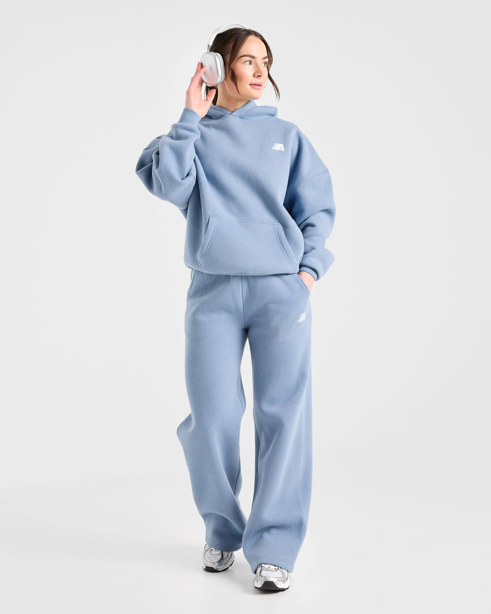 Retro Athletics Oversized Straight Leg Joggers - Vintage Bleu - Image 8