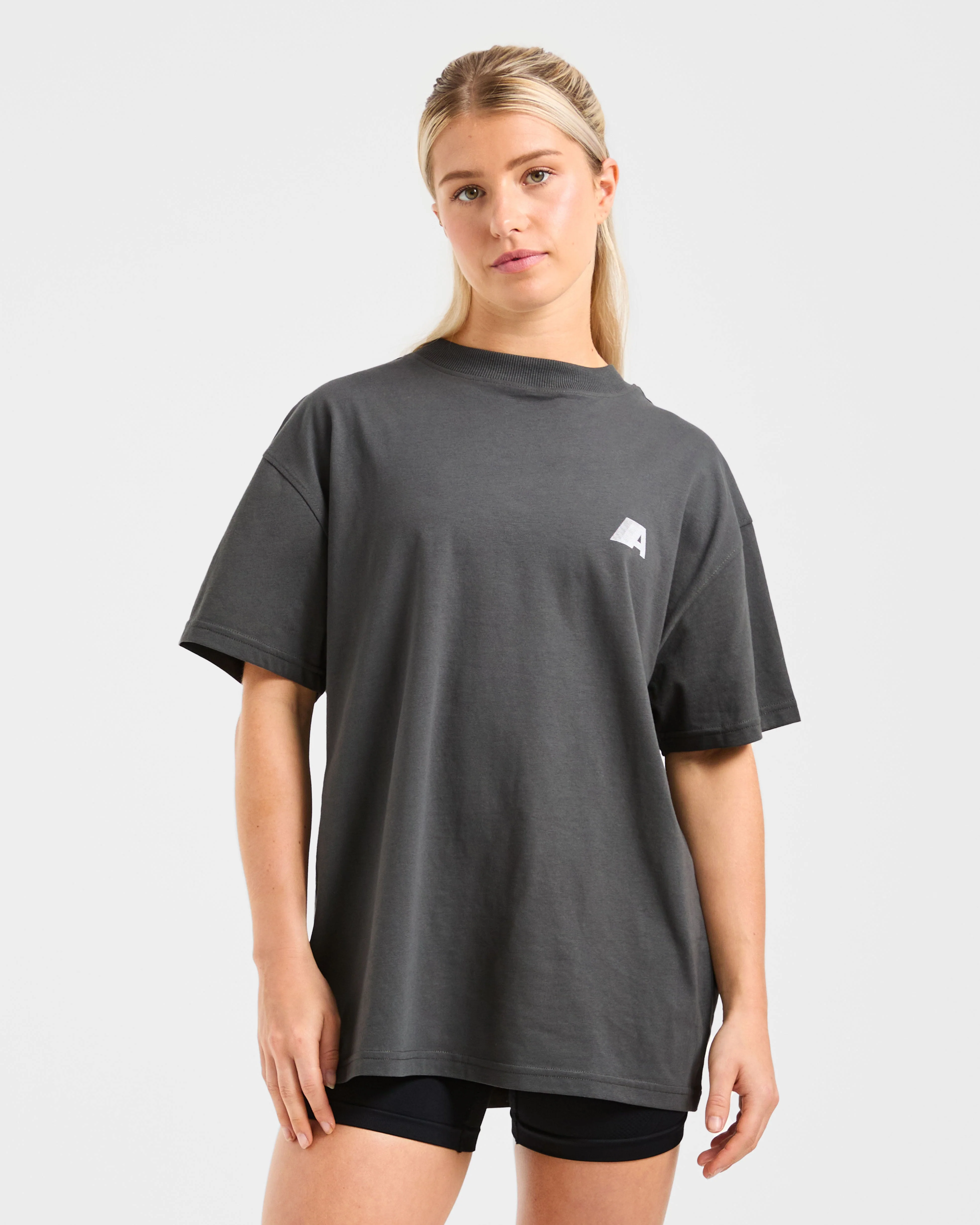Retro Athletics Oversized T Shirt - Charcoal - Image 2