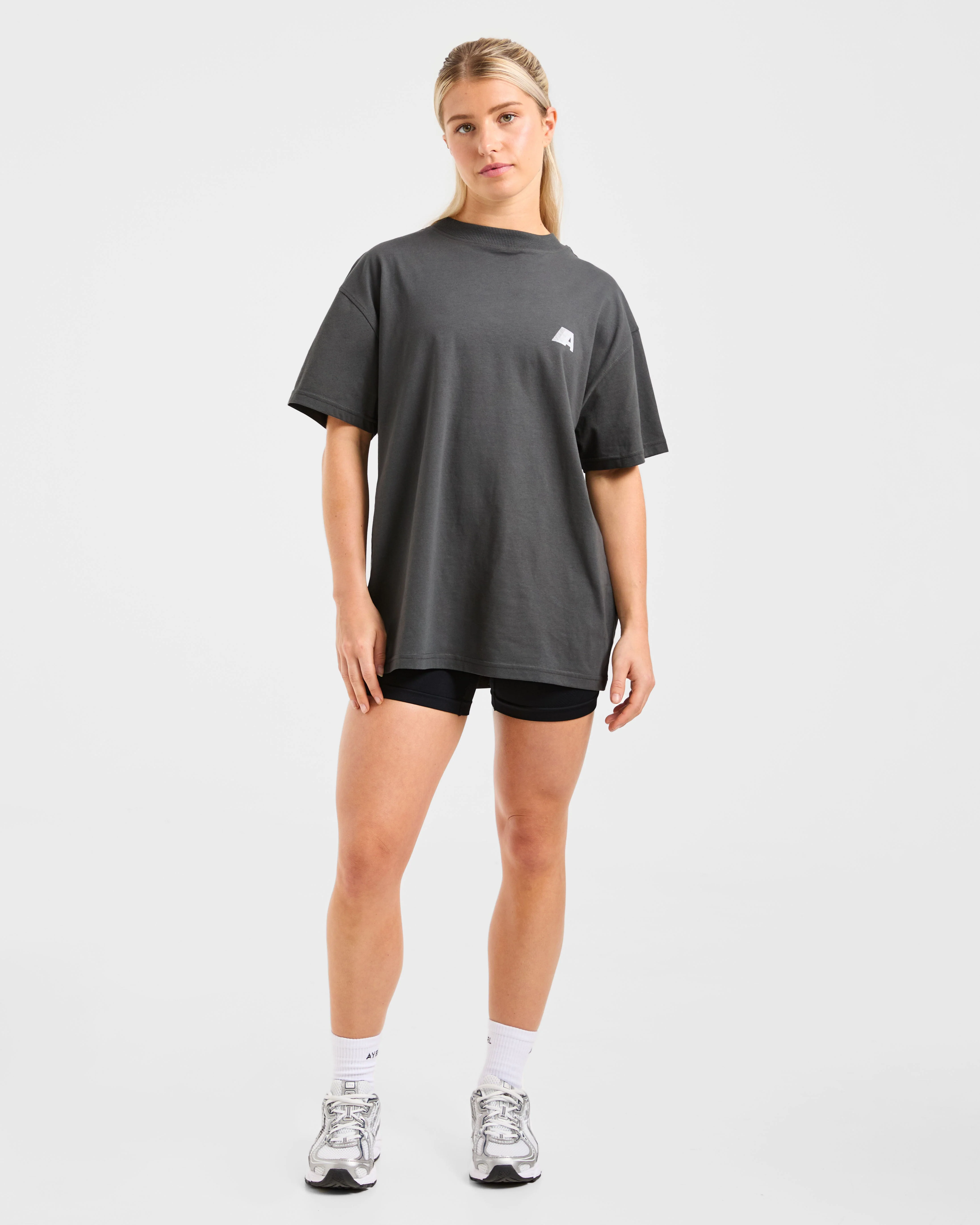 Retro Athletics Oversized T Shirt - Charcoal - Image 3