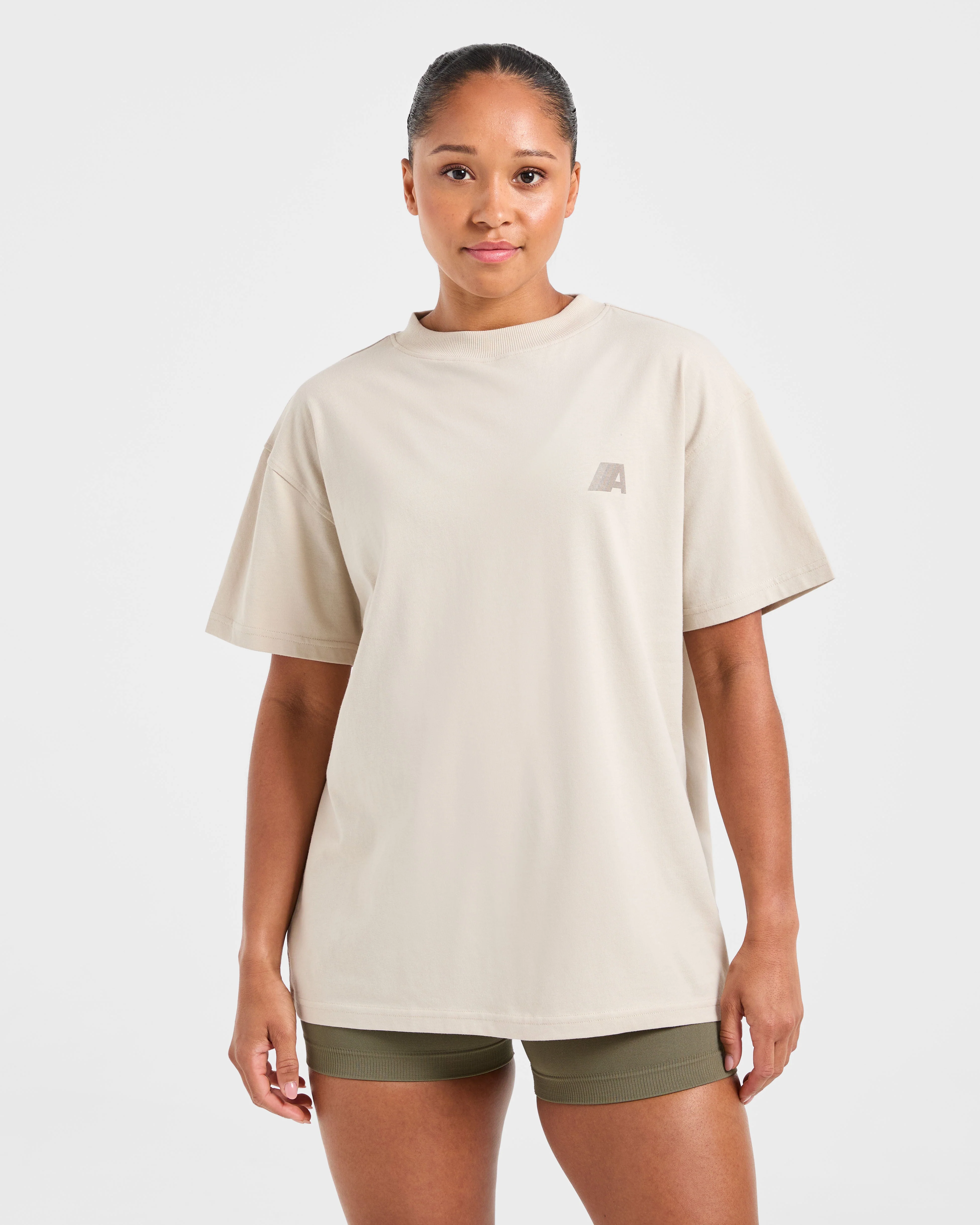 Retro Athletics Oversized T Shirt - Sand - Image 2