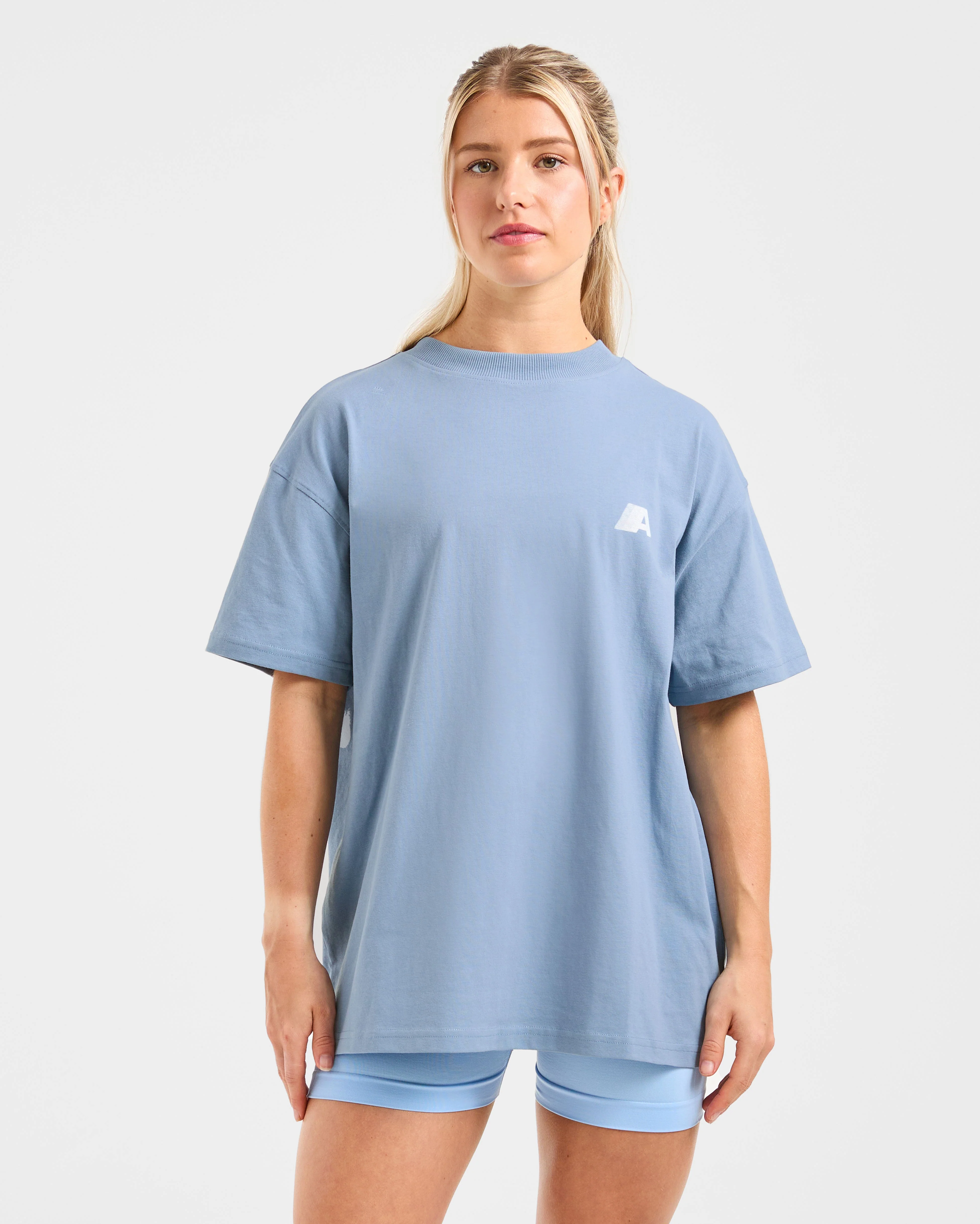 Retro Athletics Oversized T Shirt - Vintage Blue - Image 2