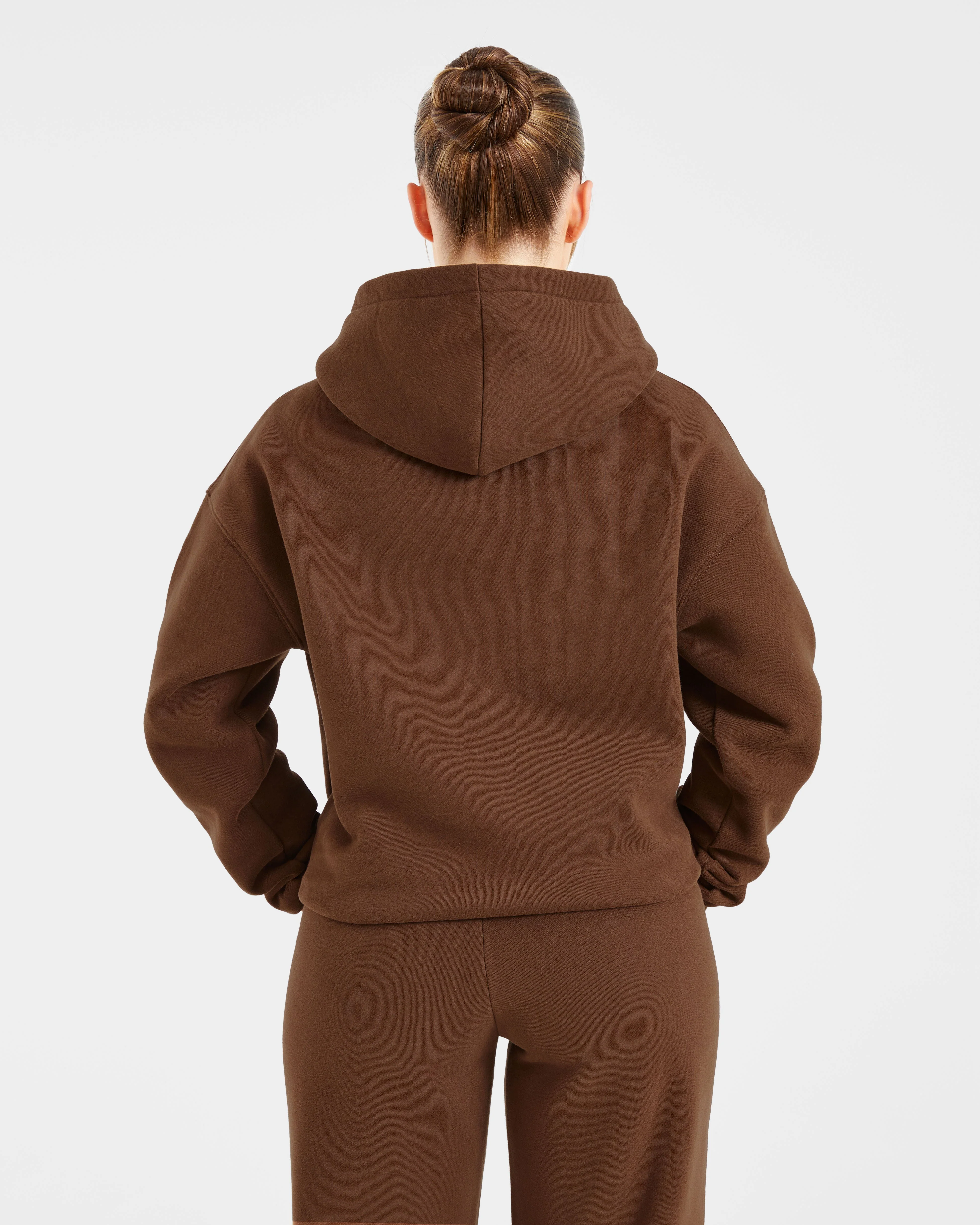 Retro Embroidered Oversized Hoodie - Brown - Image 2