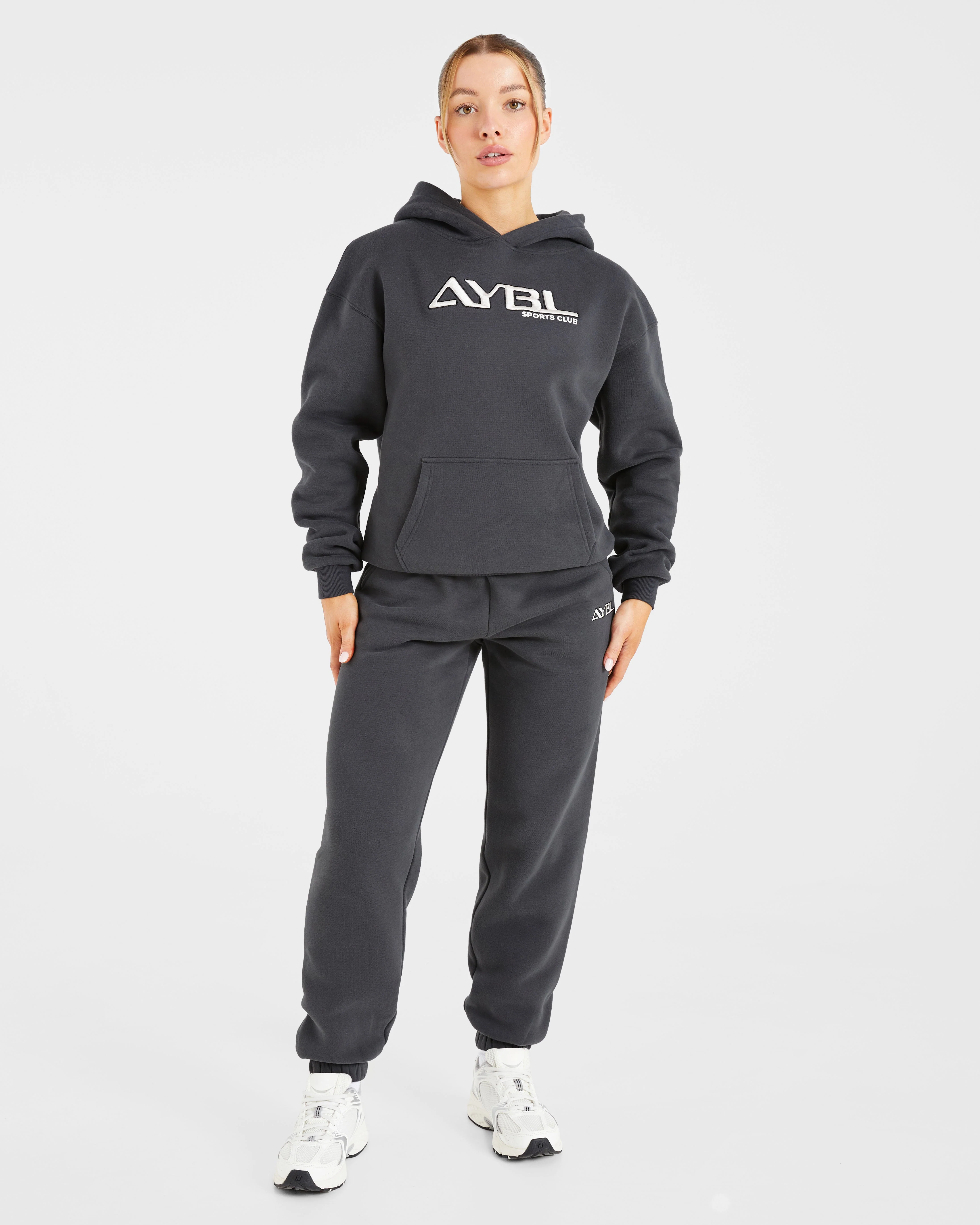 Retro Embroidered Oversized Hoodie - Charcoal - Image 3